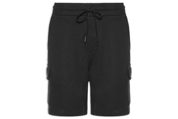 Bermuda Masculina Moletom Cargo - Preto