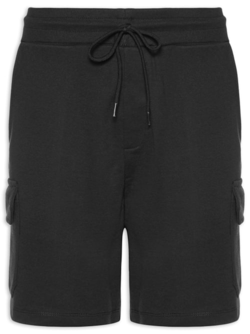Bermuda Masculina Moletom Cargo – Preto