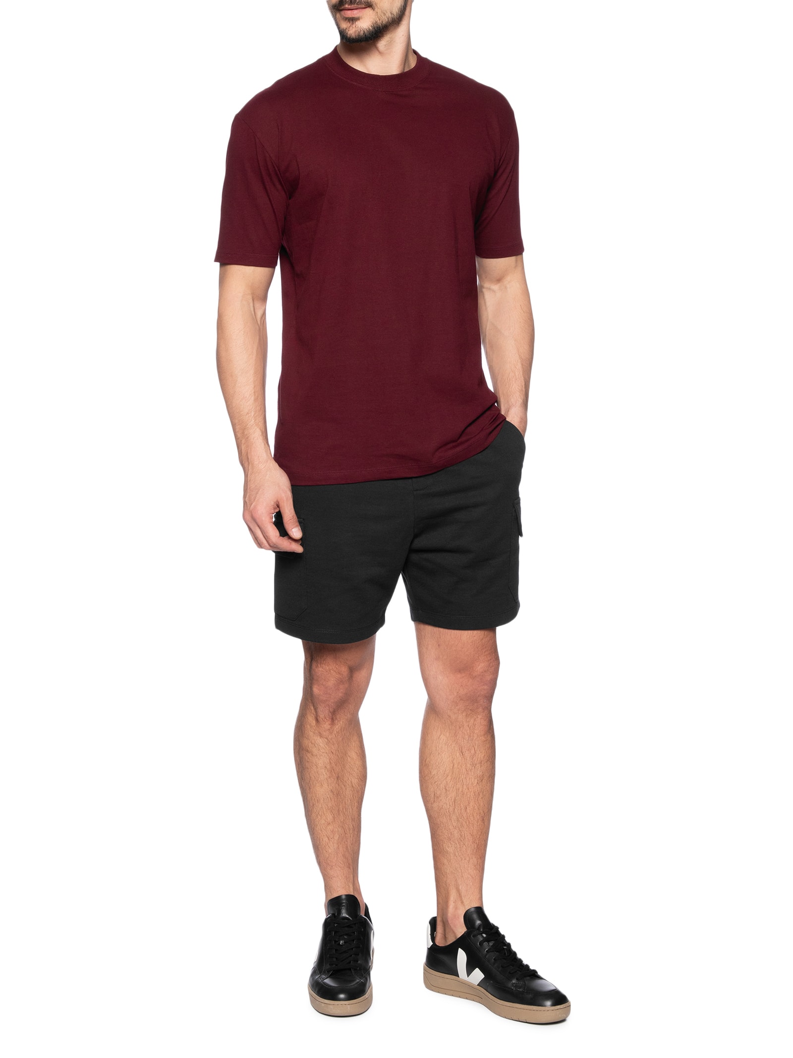 Bermuda Masculina Moletom Cargo Preto Basiq Men