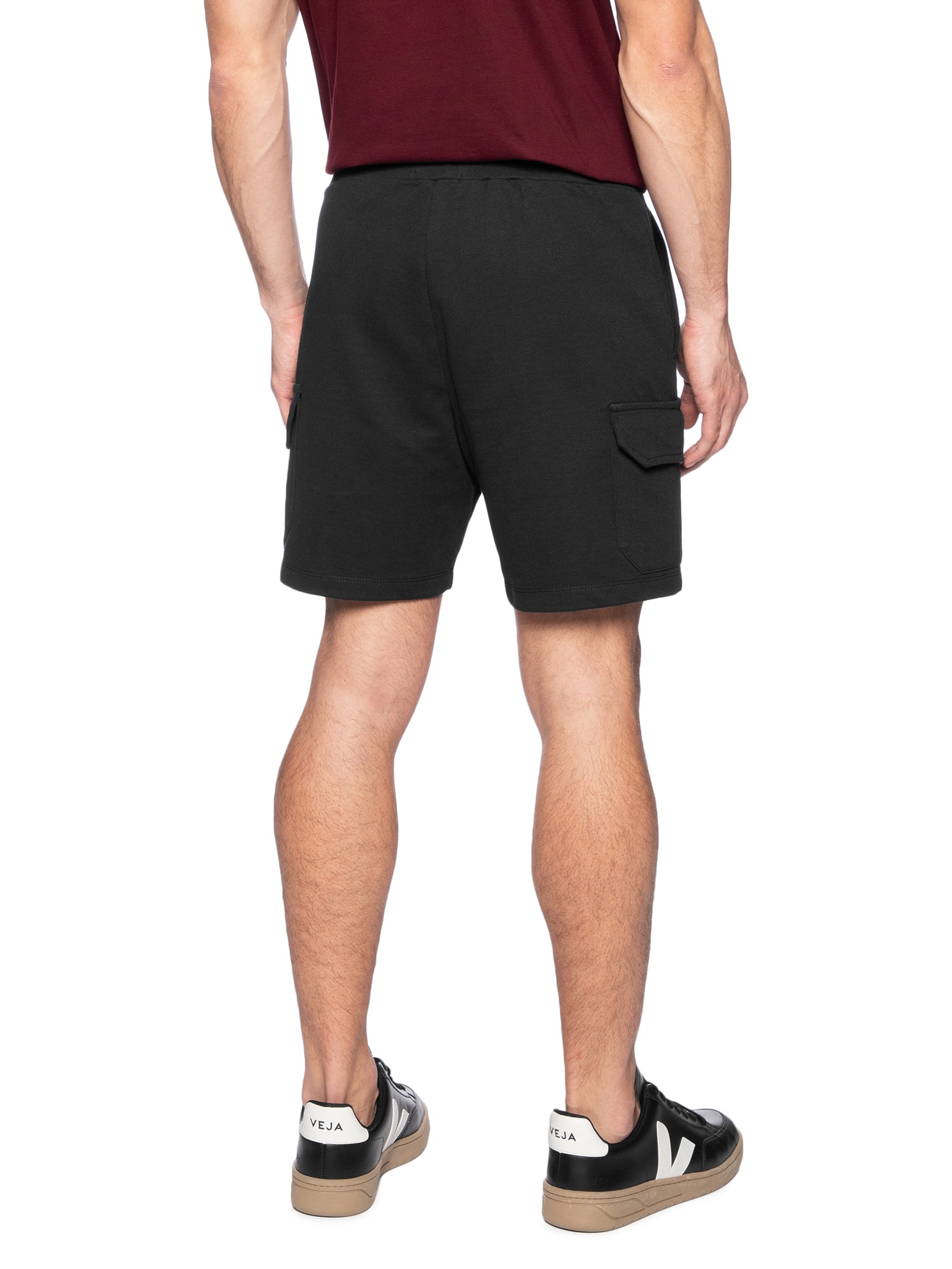 Bermuda Masculina Moletom Cargo Preto Basiq Men