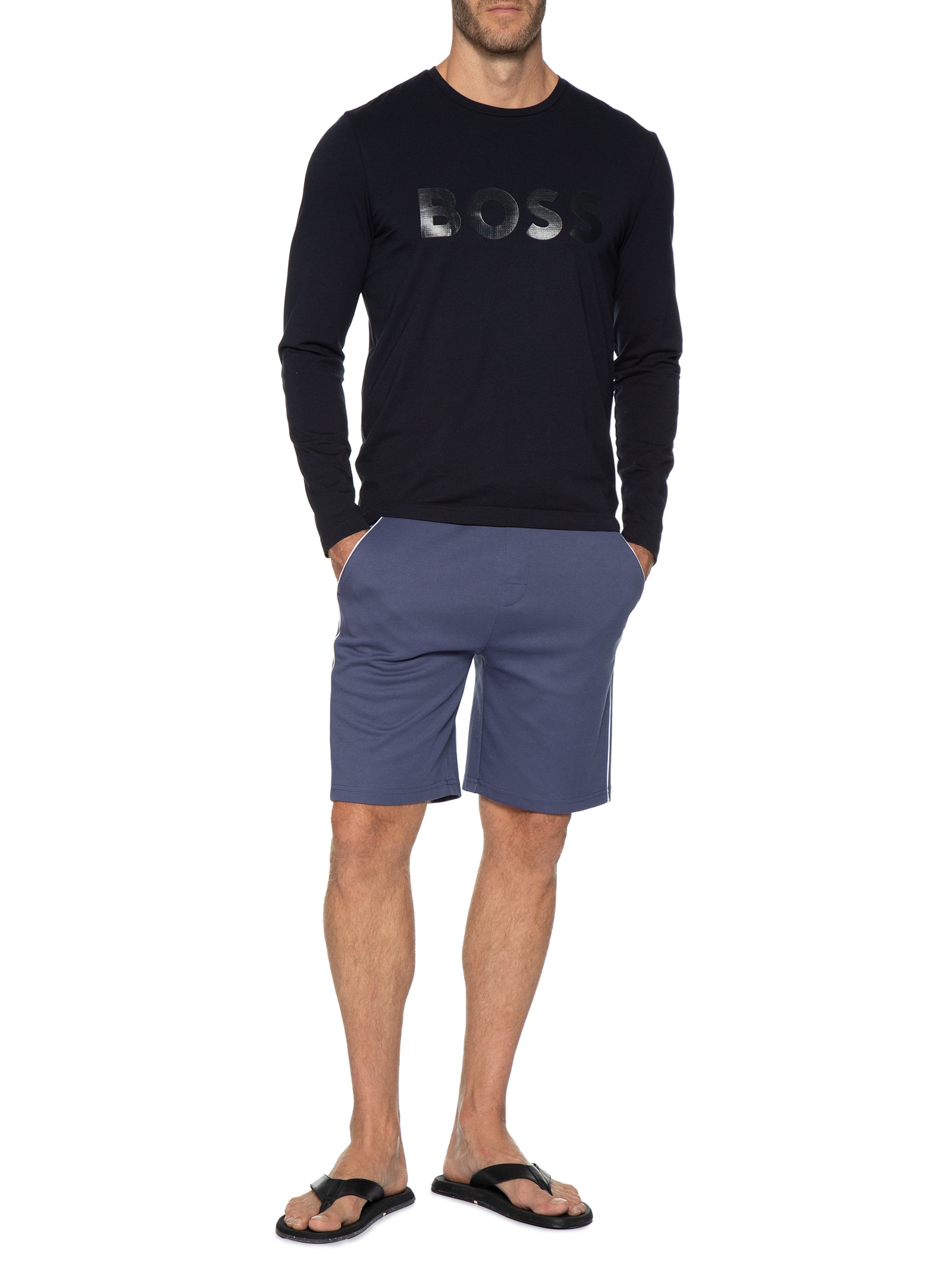 Bermuda Masculina Moletom com Bolsos Tracksuit Azul Boss