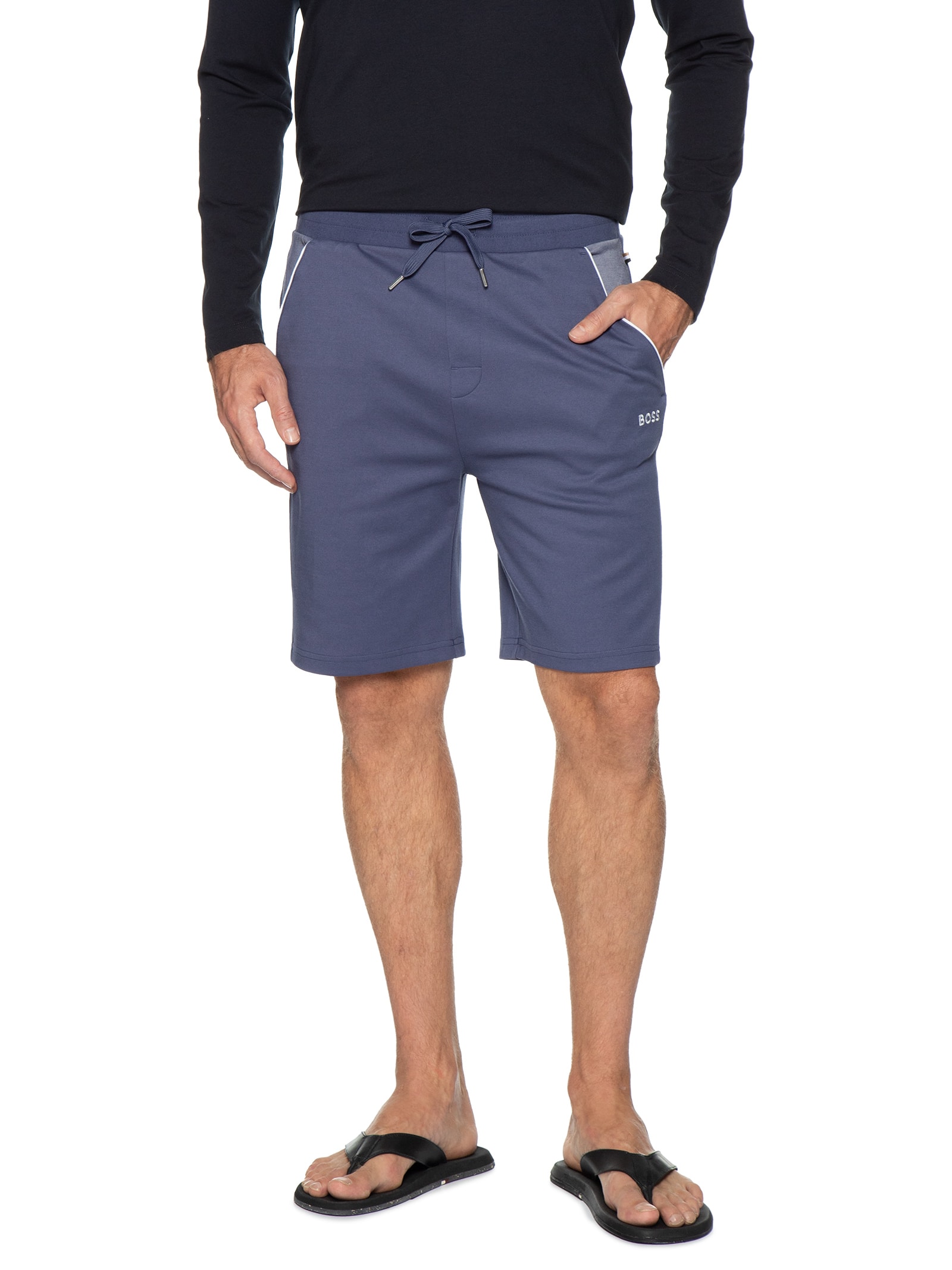 Bermuda Masculina Moletom com Bolsos Tracksuit Azul Boss
