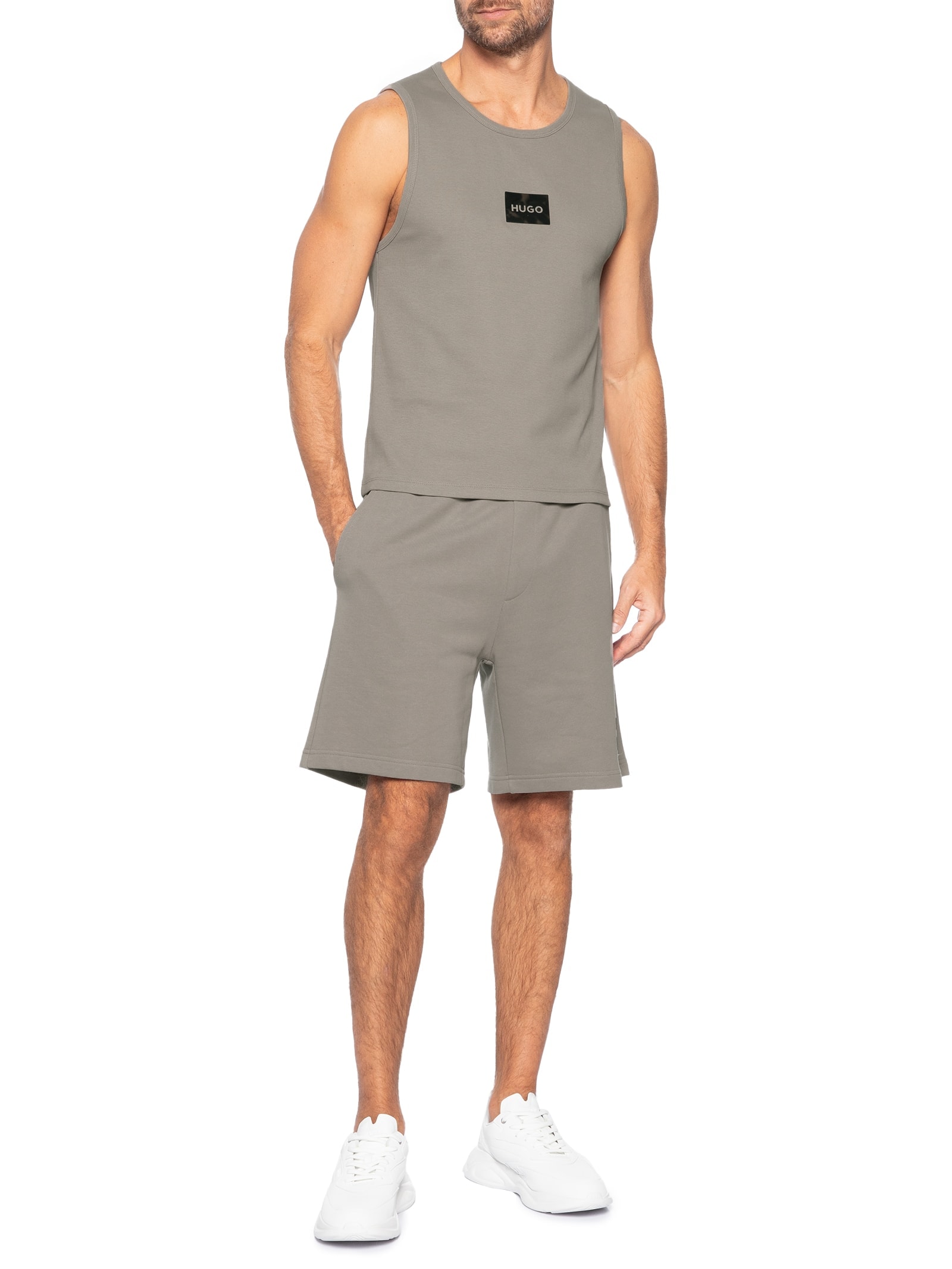Bermuda Masculina Moletom Darix Bege Hugo
