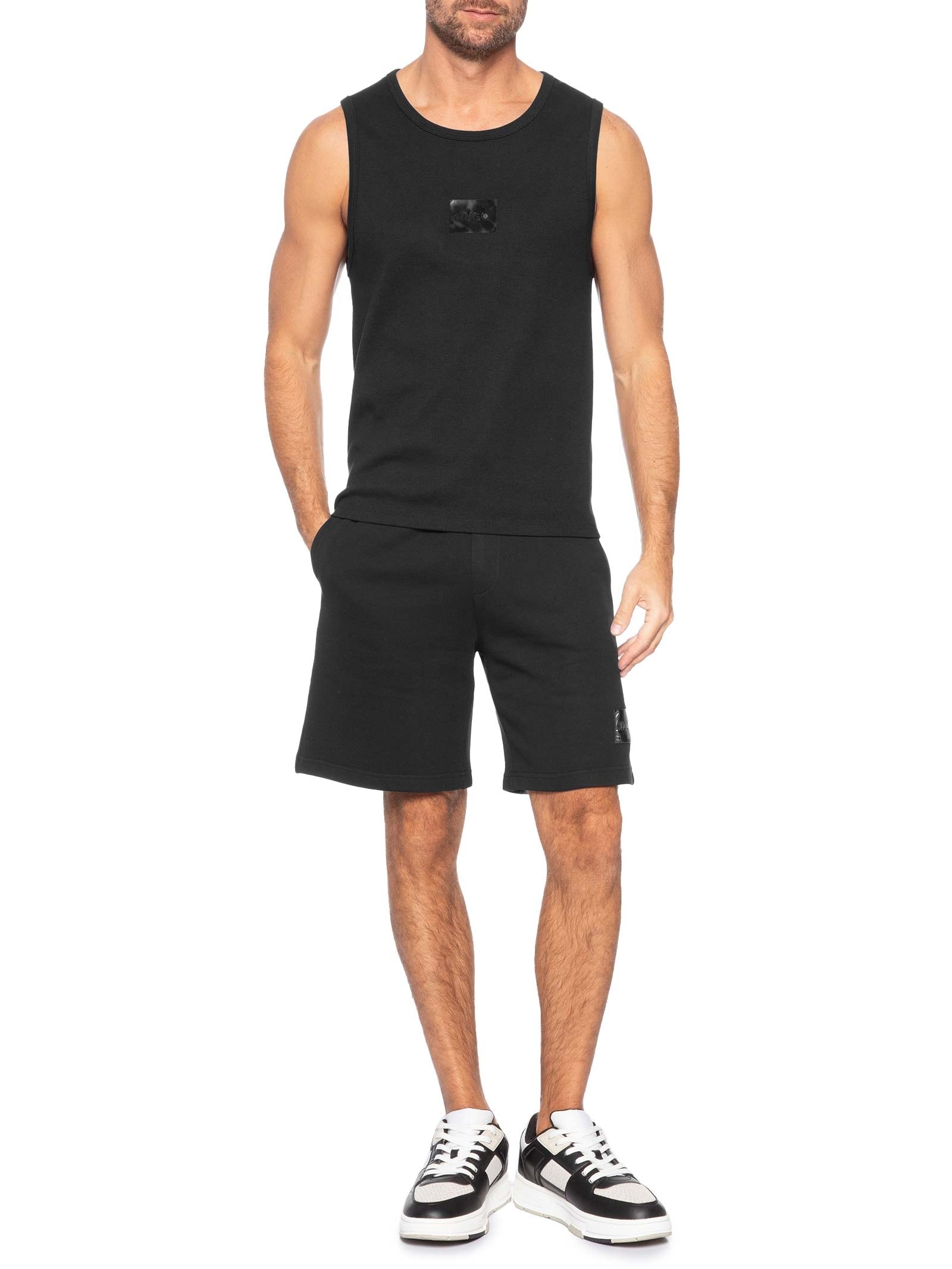Bermuda Masculina Moletom Darix Preto Hugo
