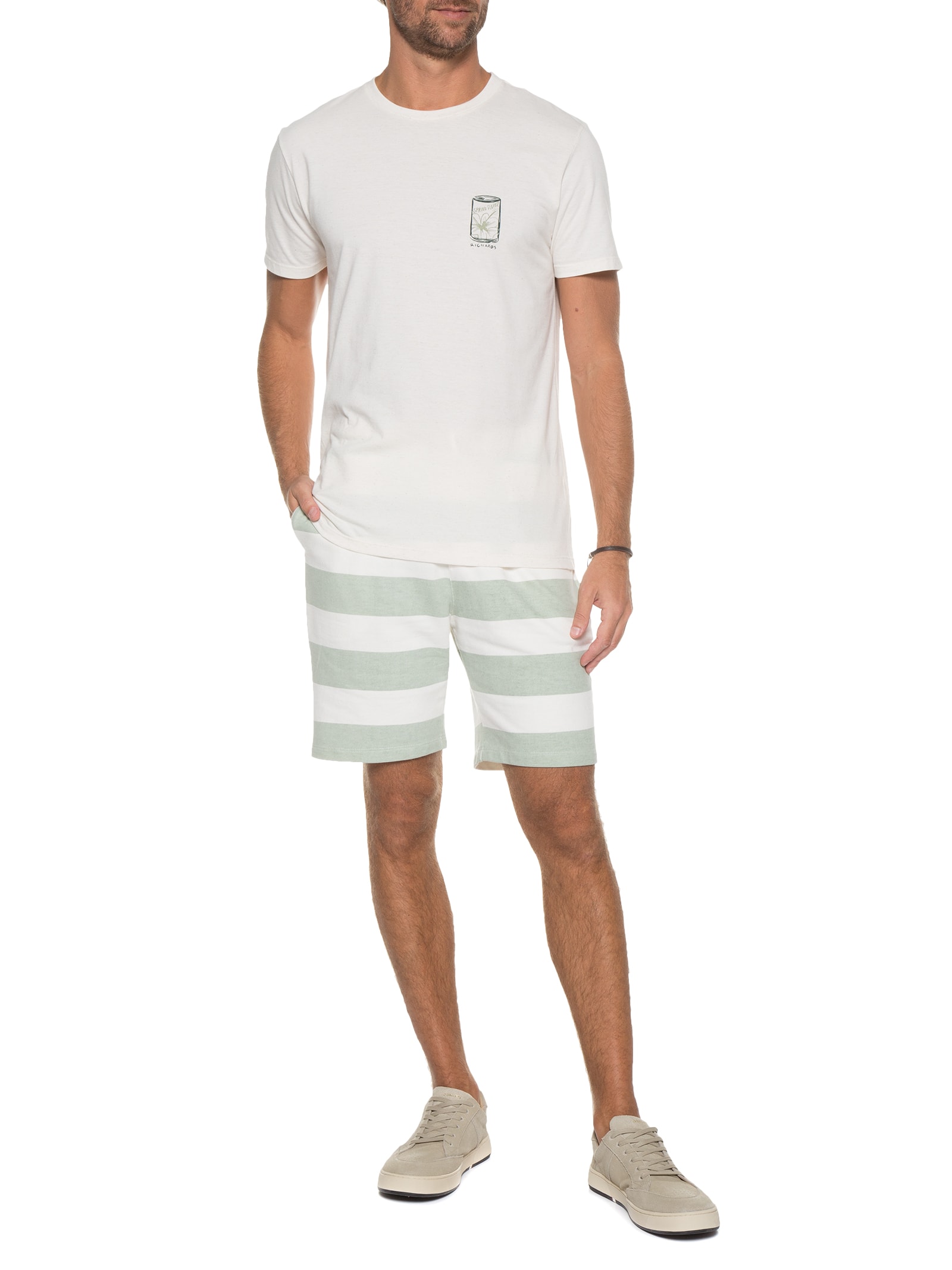 Bermuda Masculina Moletom Listra Off White Replay