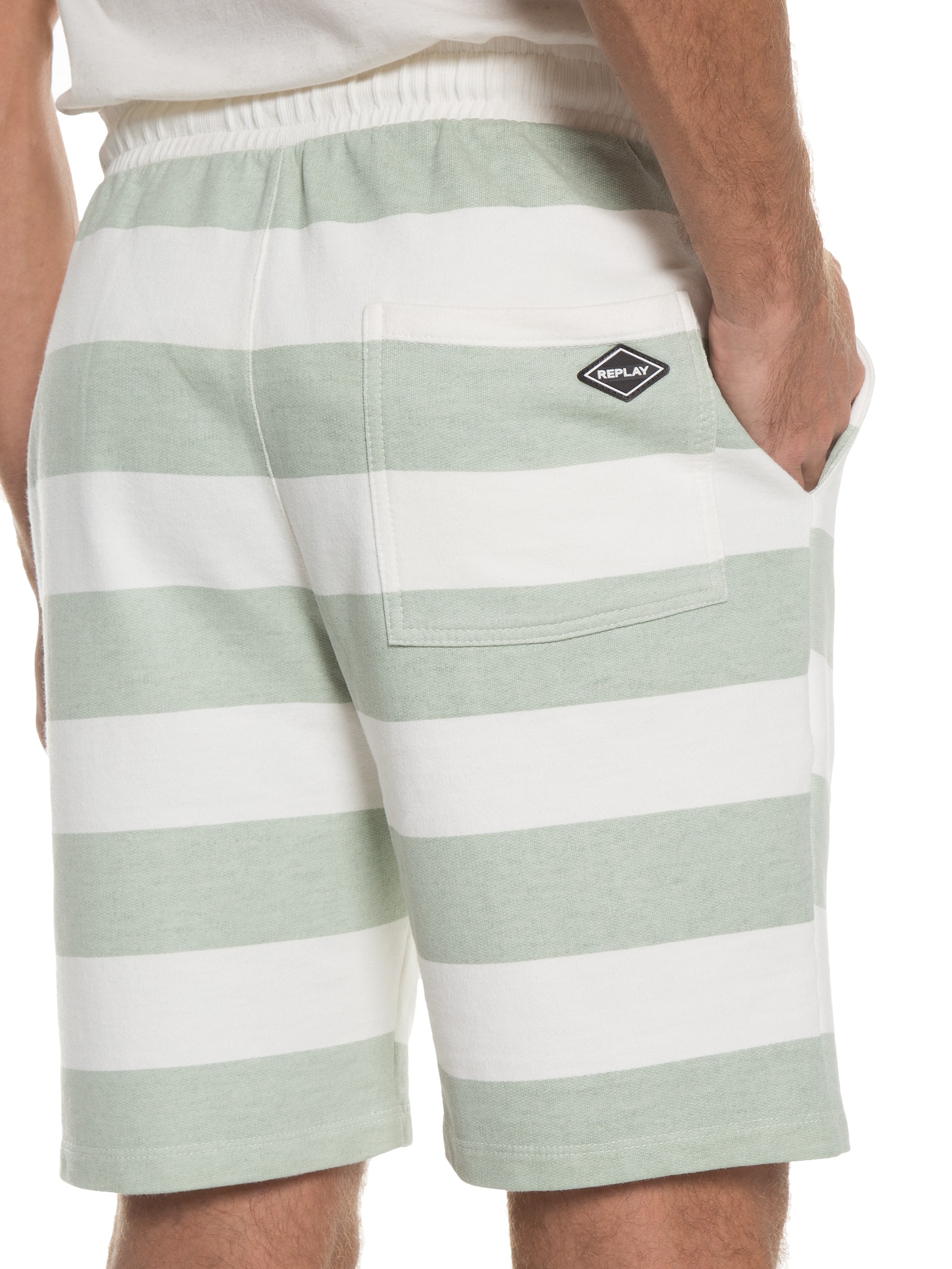 Bermuda Masculina Moletom Listra Off White Replay