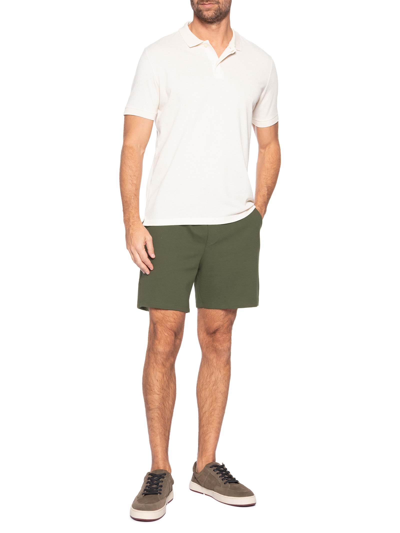 Bermuda Masculina Moletom Névoa Verde Austral