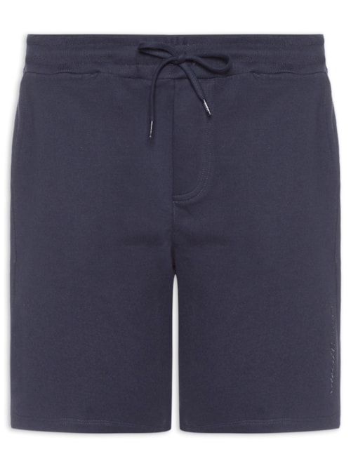 Bermuda Masculina Moletom Relaxed Fit Com Bolso Lateral – Azul