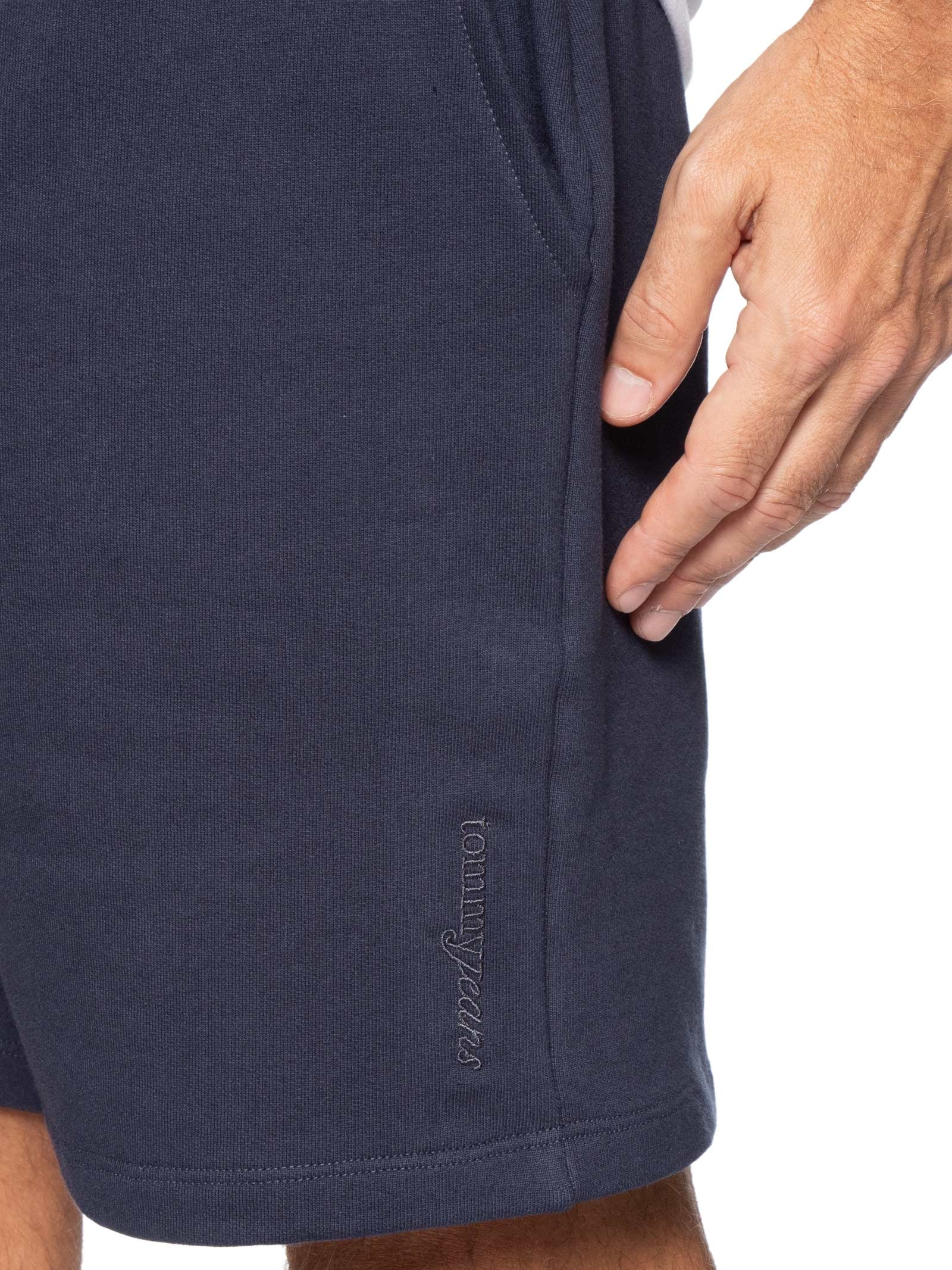 Bermuda Masculina Moletom Relaxed Fit Com Bolso Lateral Azul Tommy Jeans