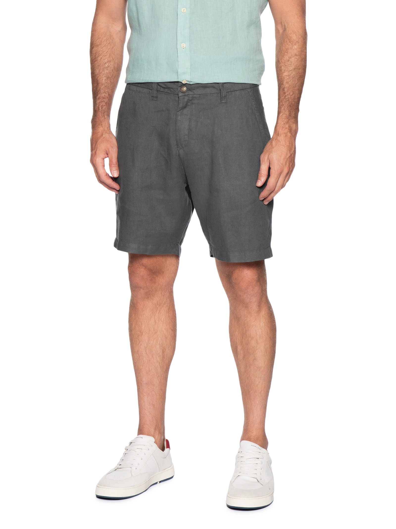 Bermuda Masculina Puro Linho Preto Pineapple