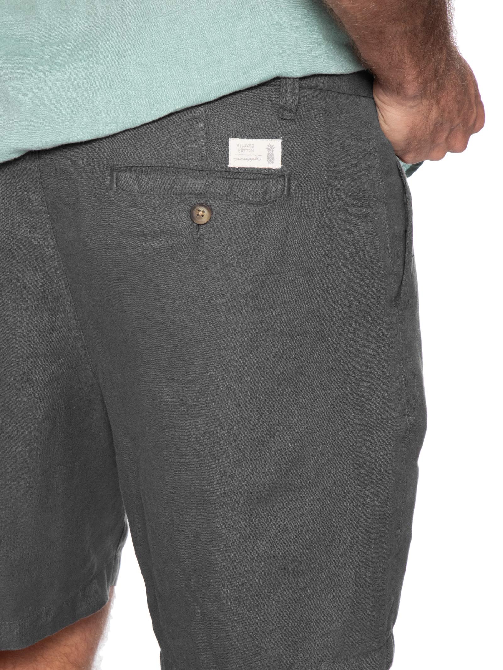 Bermuda Masculina Puro Linho Preto Pineapple