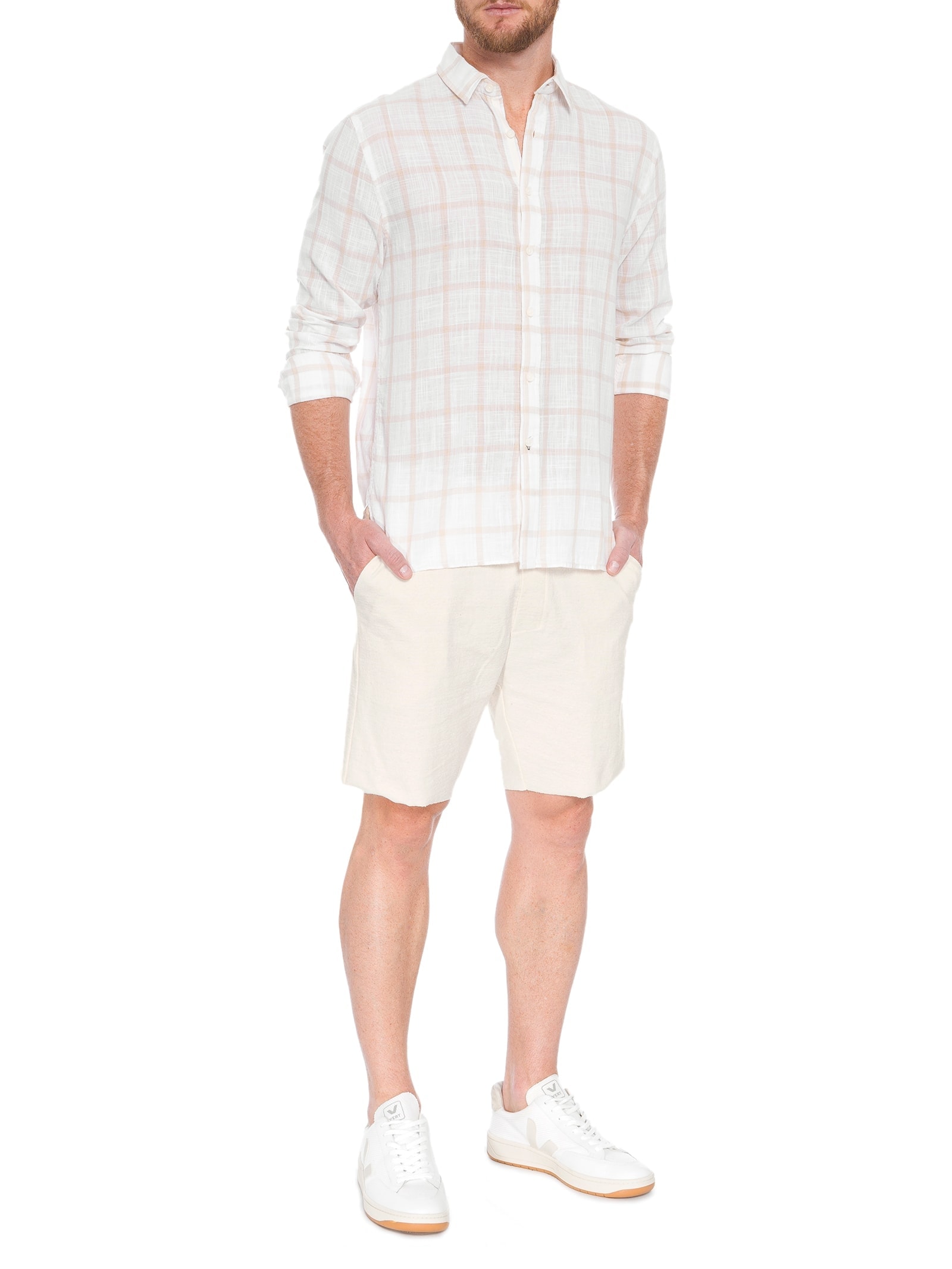 Bermuda Masculina Rustic E-Basics Off White Osklen