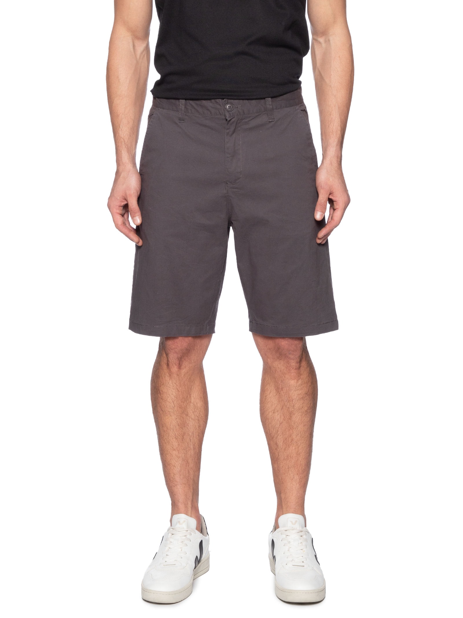 Bermuda Masculina Sarja Básica Cinza   Basiq Men