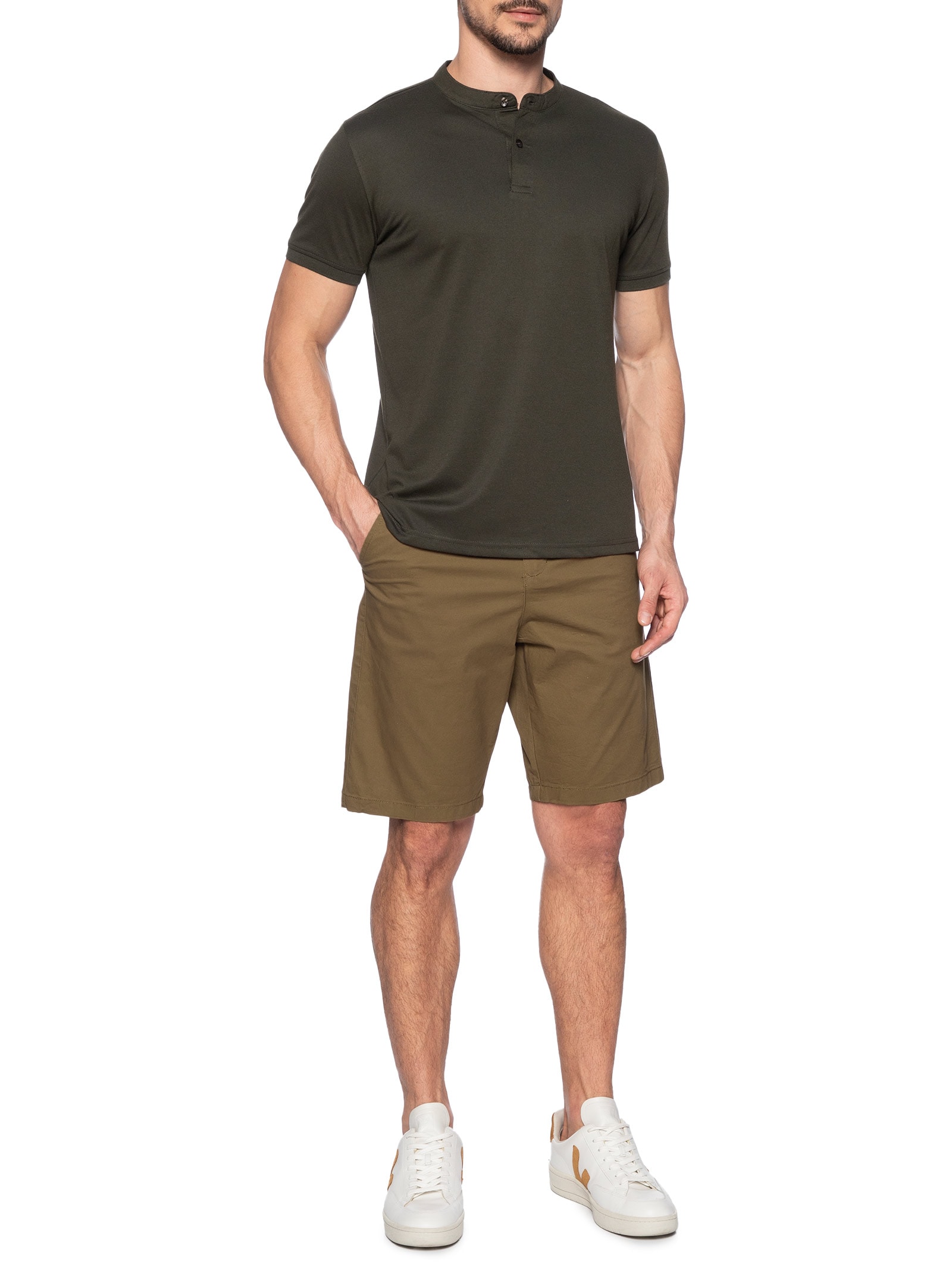 Bermuda Masculina Sarja Básica Marrom   Basiq Men