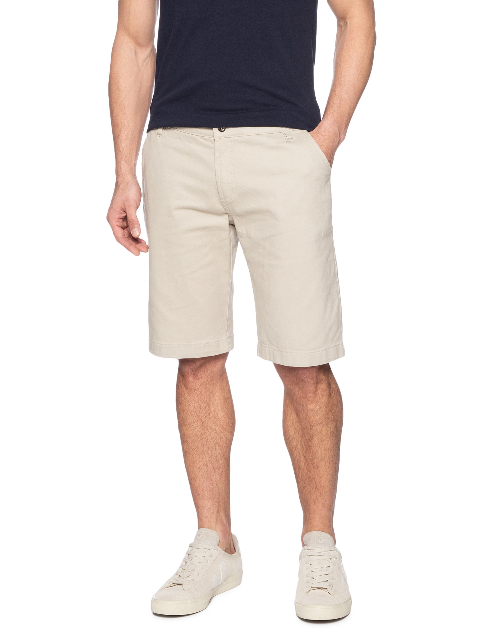 Bermuda Masculina Sarja Color Básica Bege '2 Essential