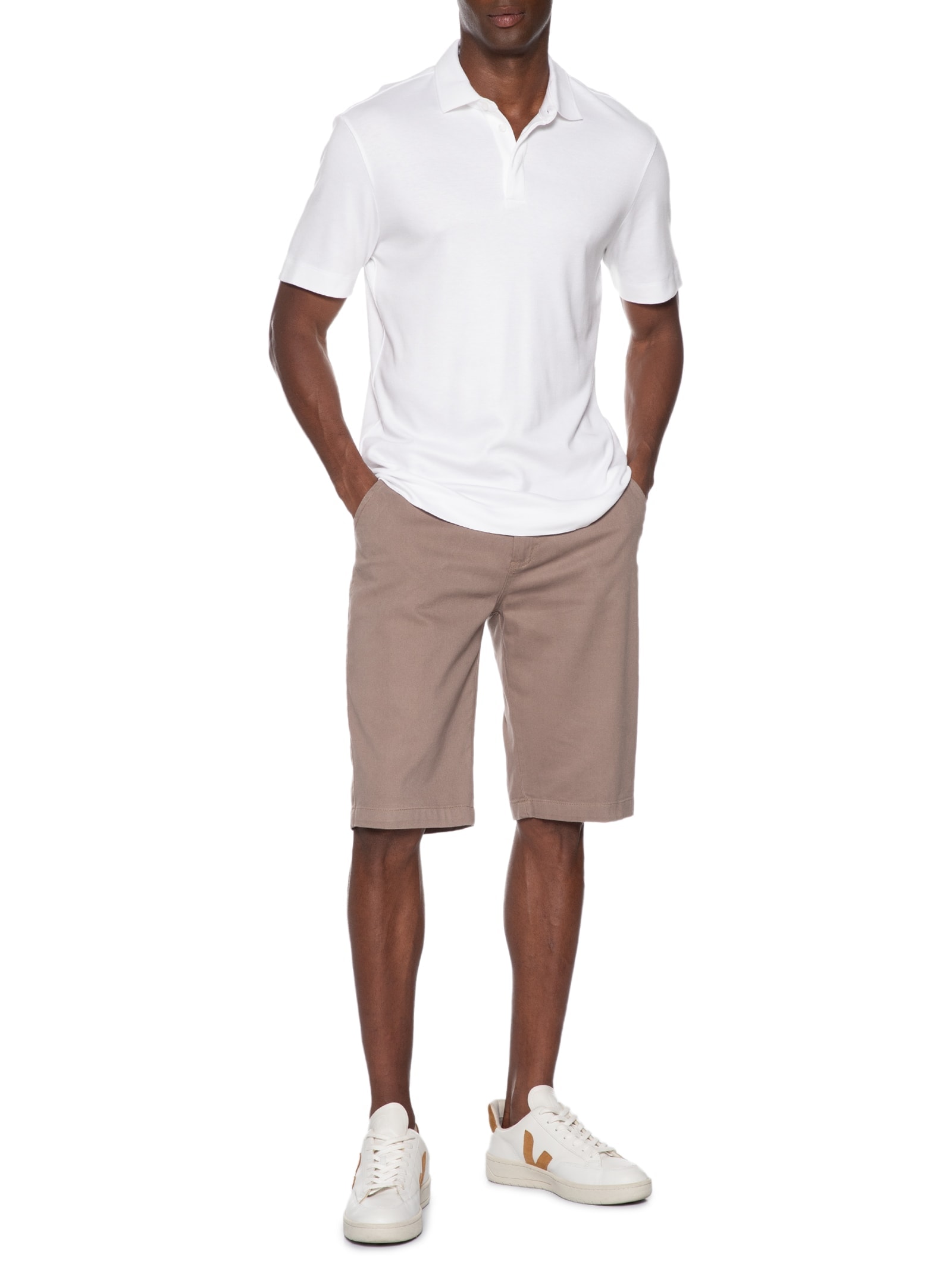 Bermuda Masculina Sarja Color Básica Bege '2 Essential