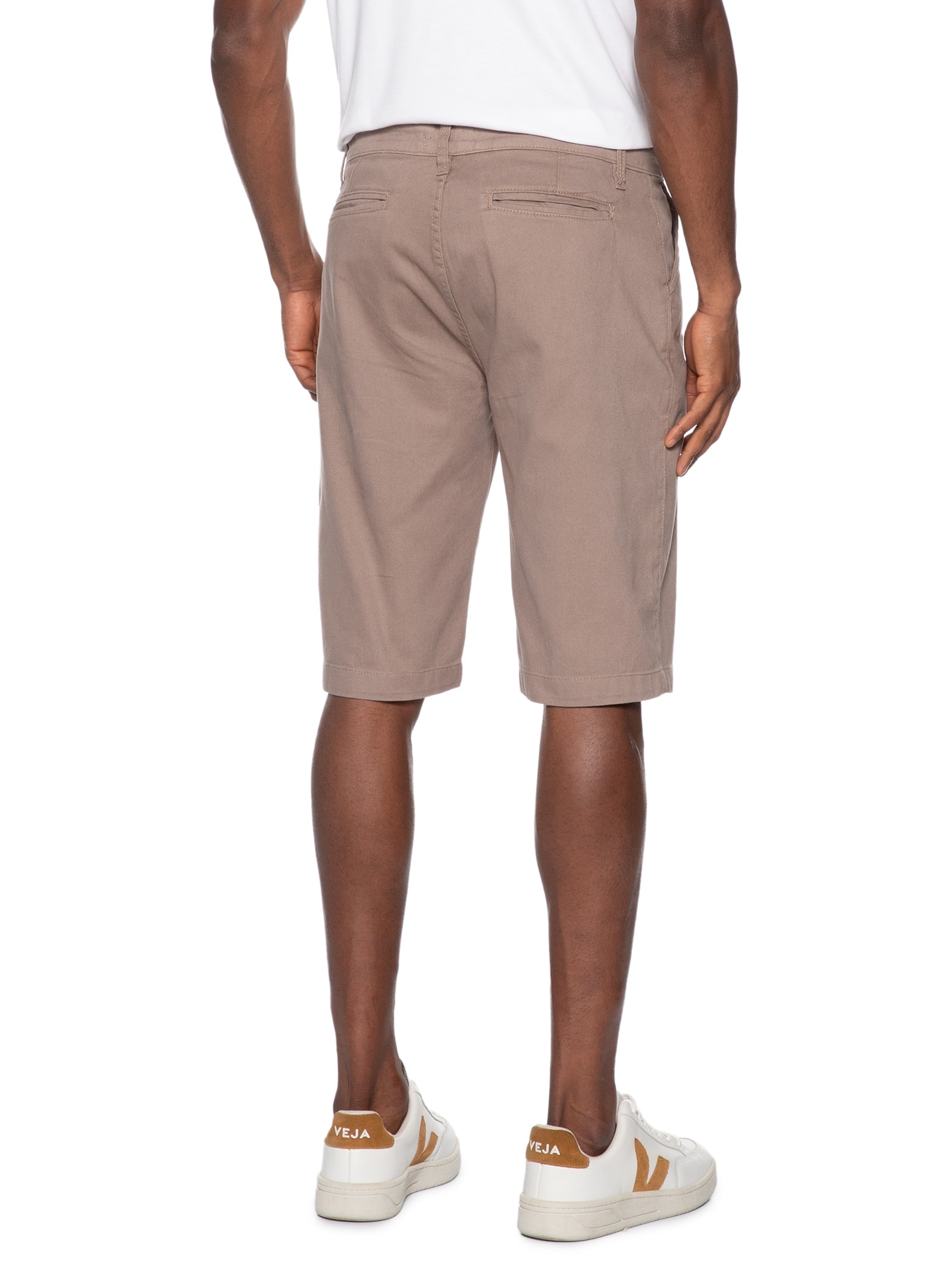 Bermuda Masculina Sarja Color Básica Bege '2 Essential