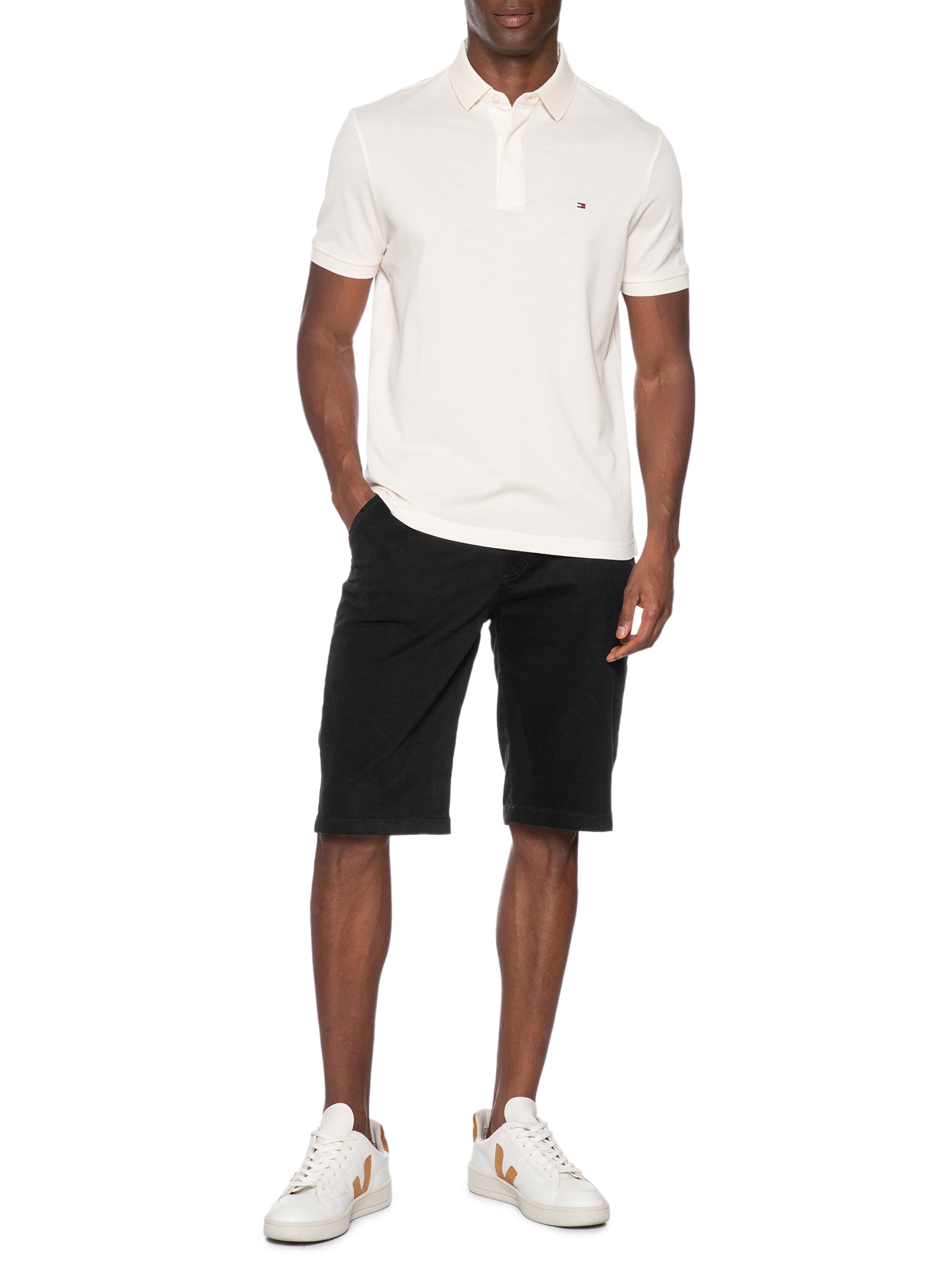 Bermuda Masculina Sarja Color Básica Preto '2 Essential