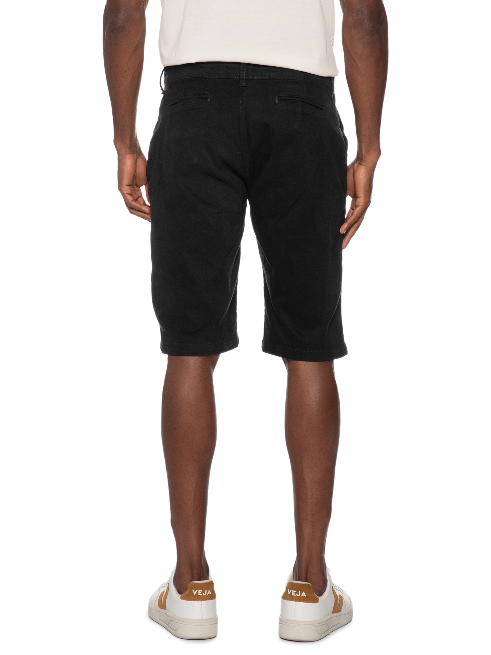 Bermuda Masculina Sarja Color Básica Preto '2 Essential