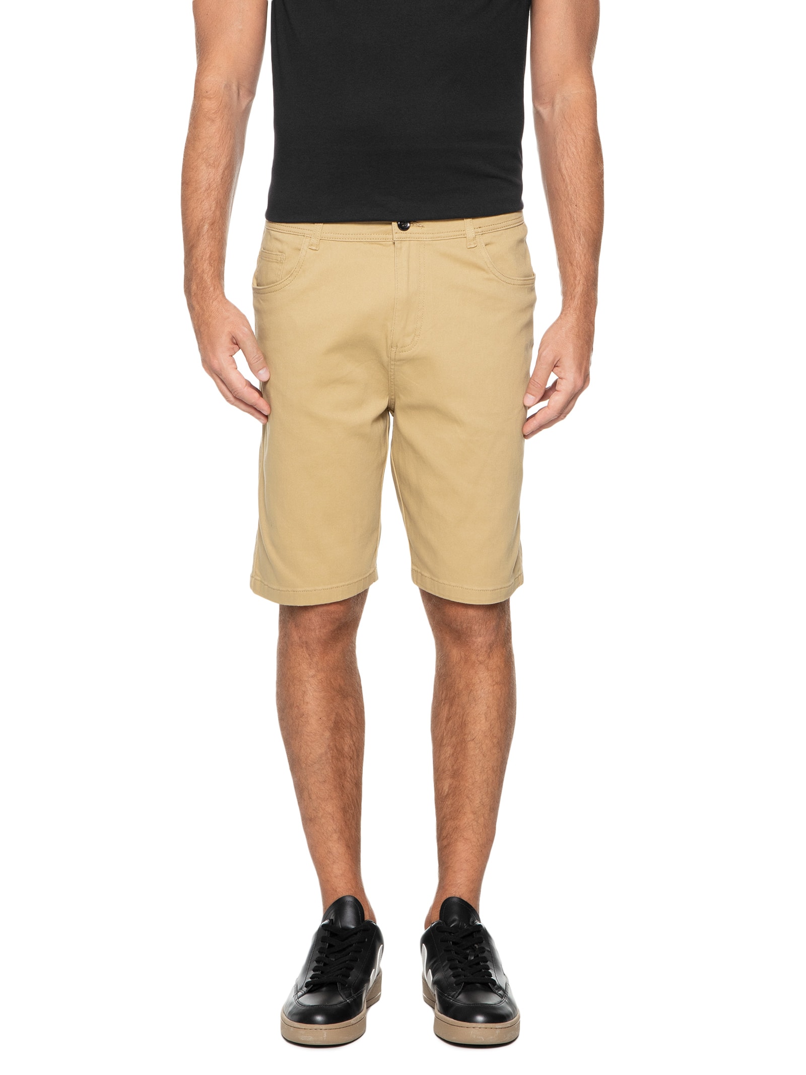 Bermuda Masculina Sarja Color Bege Basiq Men