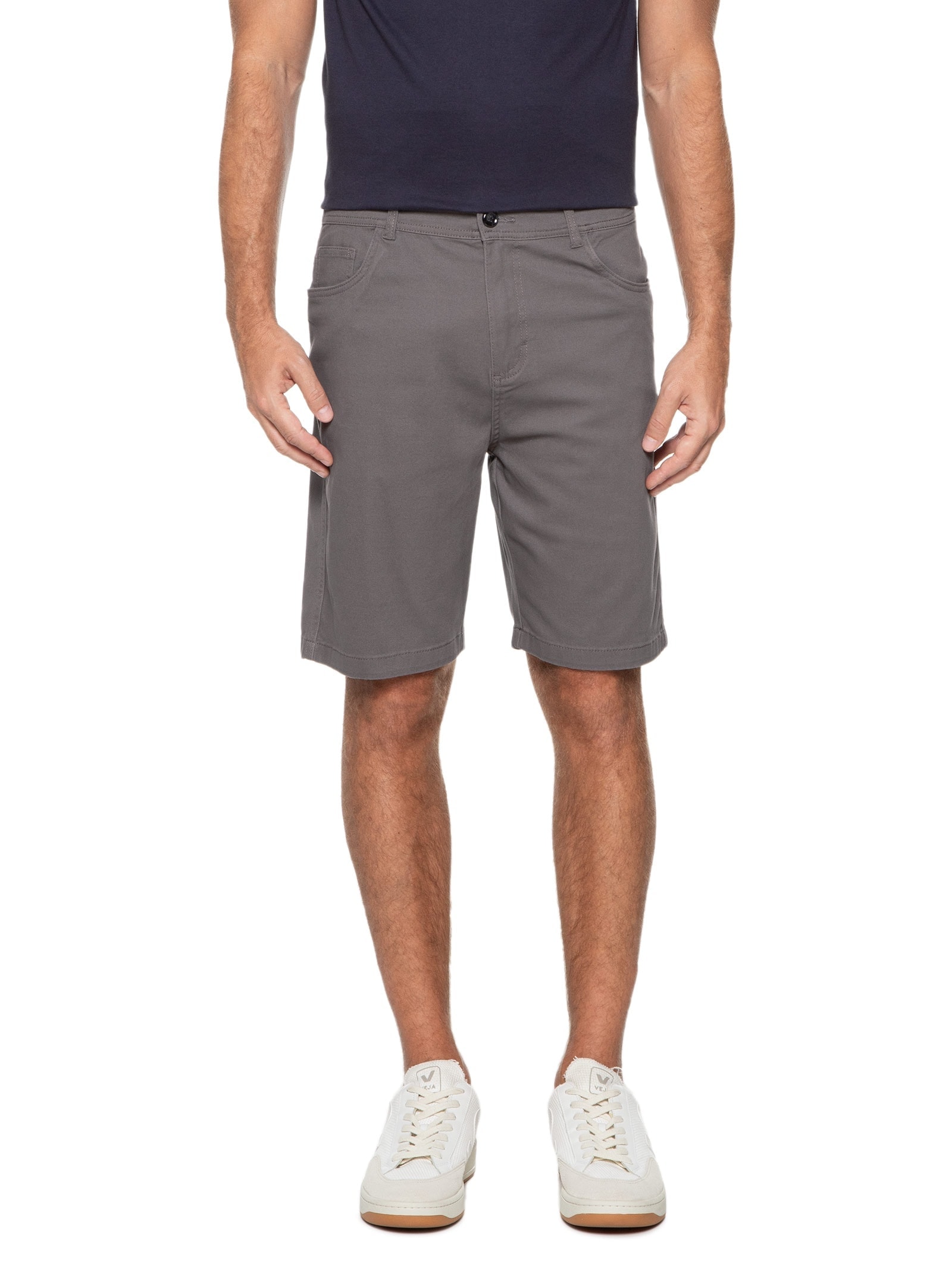 Bermuda Masculina Sarja Color Cinza Basiq Men