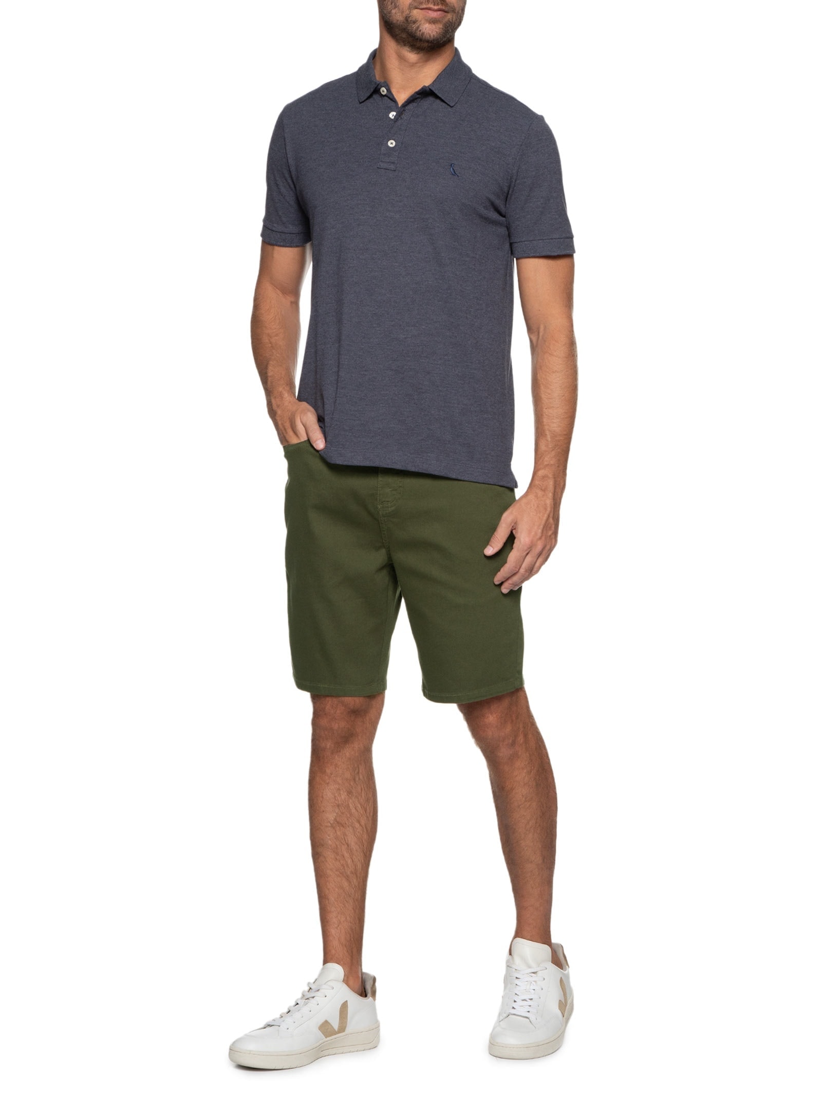 Bermuda Masculina Sarja Color Verde Reserva