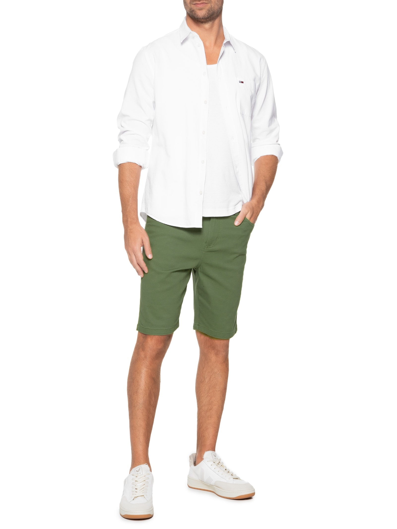 Bermuda Masculina Sarja Color Verde Basiq Men
