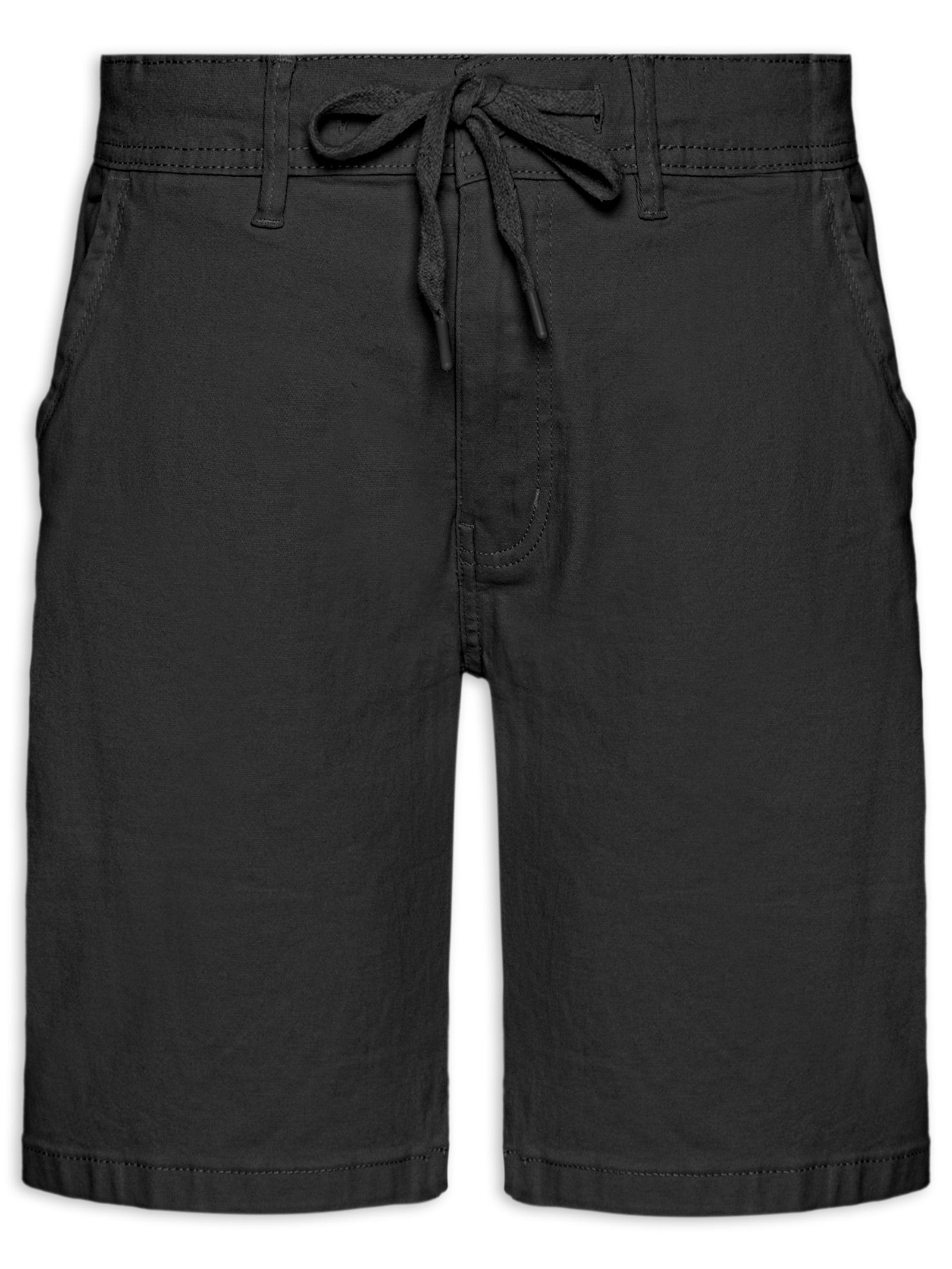 Bermuda Masculina Sarja Com Elástico No Cós Básica Preto Basiq Men