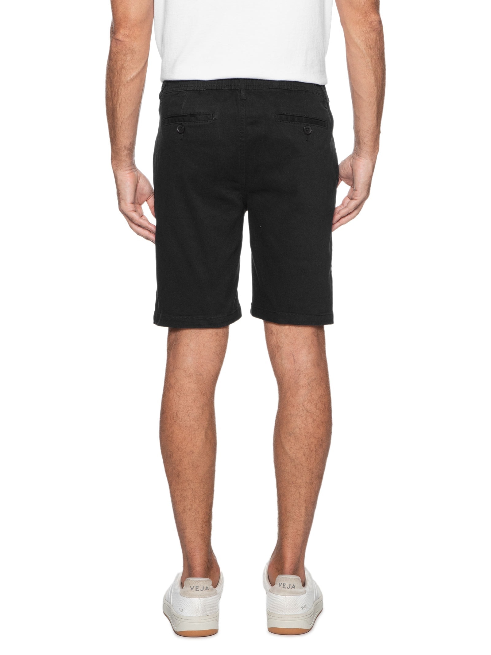 Bermuda Masculina Sarja Com Elástico No Cós Básica Preto Basiq Men