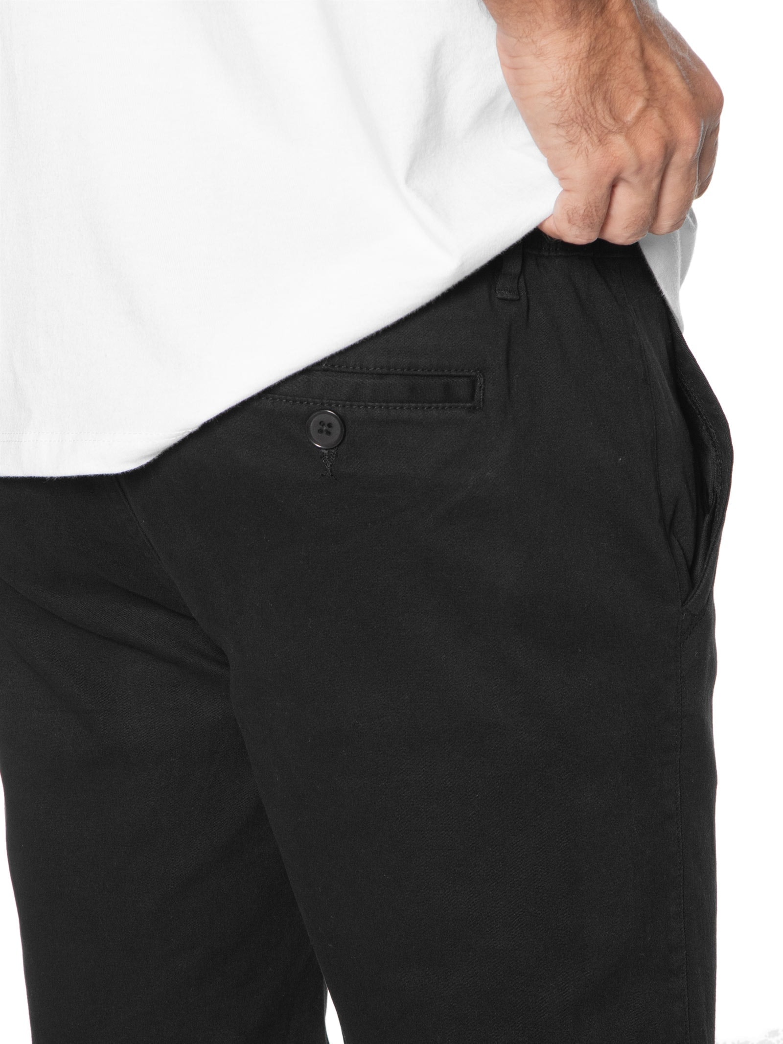 Bermuda Masculina Sarja Com Elástico No Cós Básica Preto Basiq Men