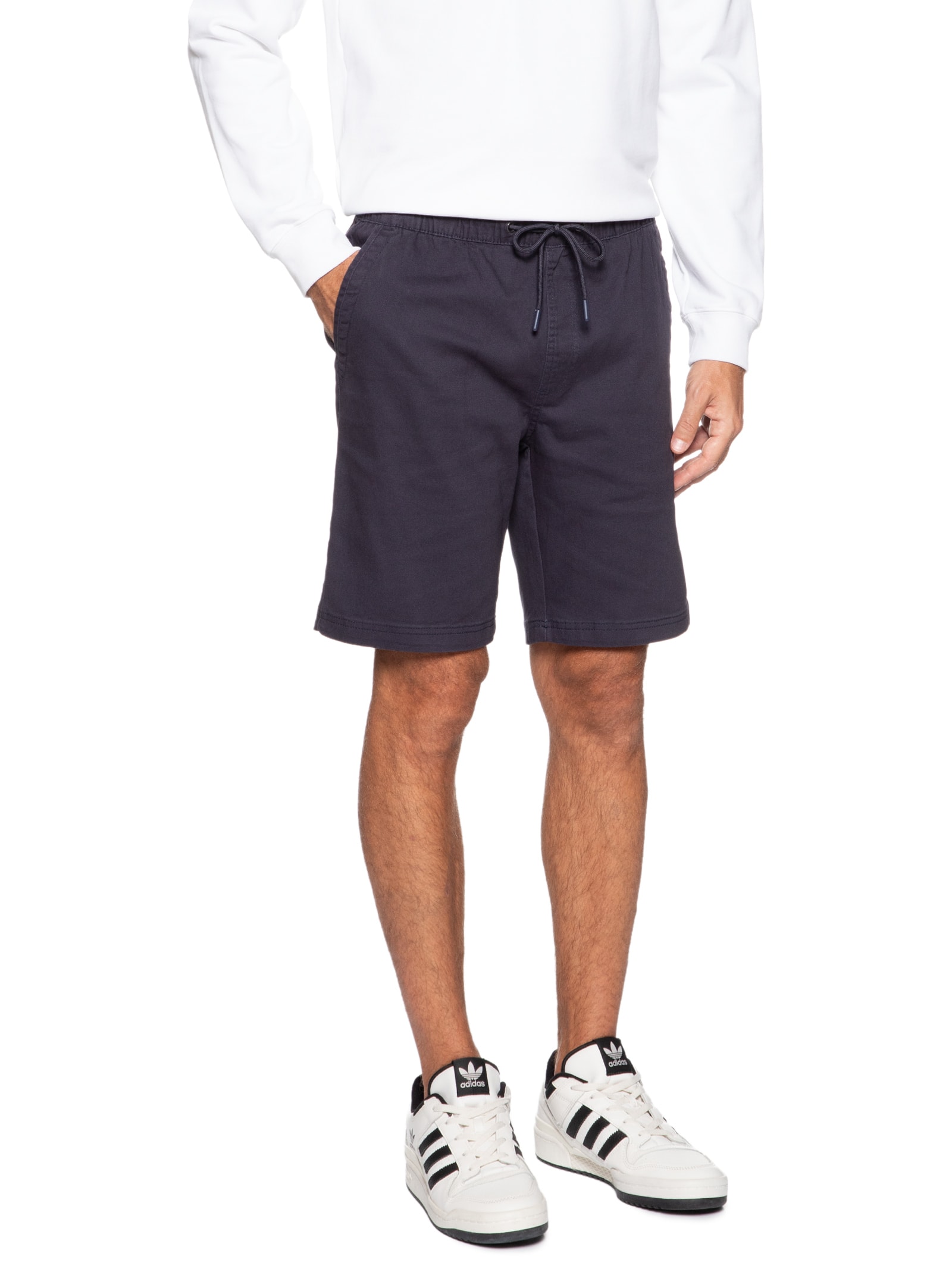 Bermuda Masculina Sarja Cós Elástico Azul Basiq Men