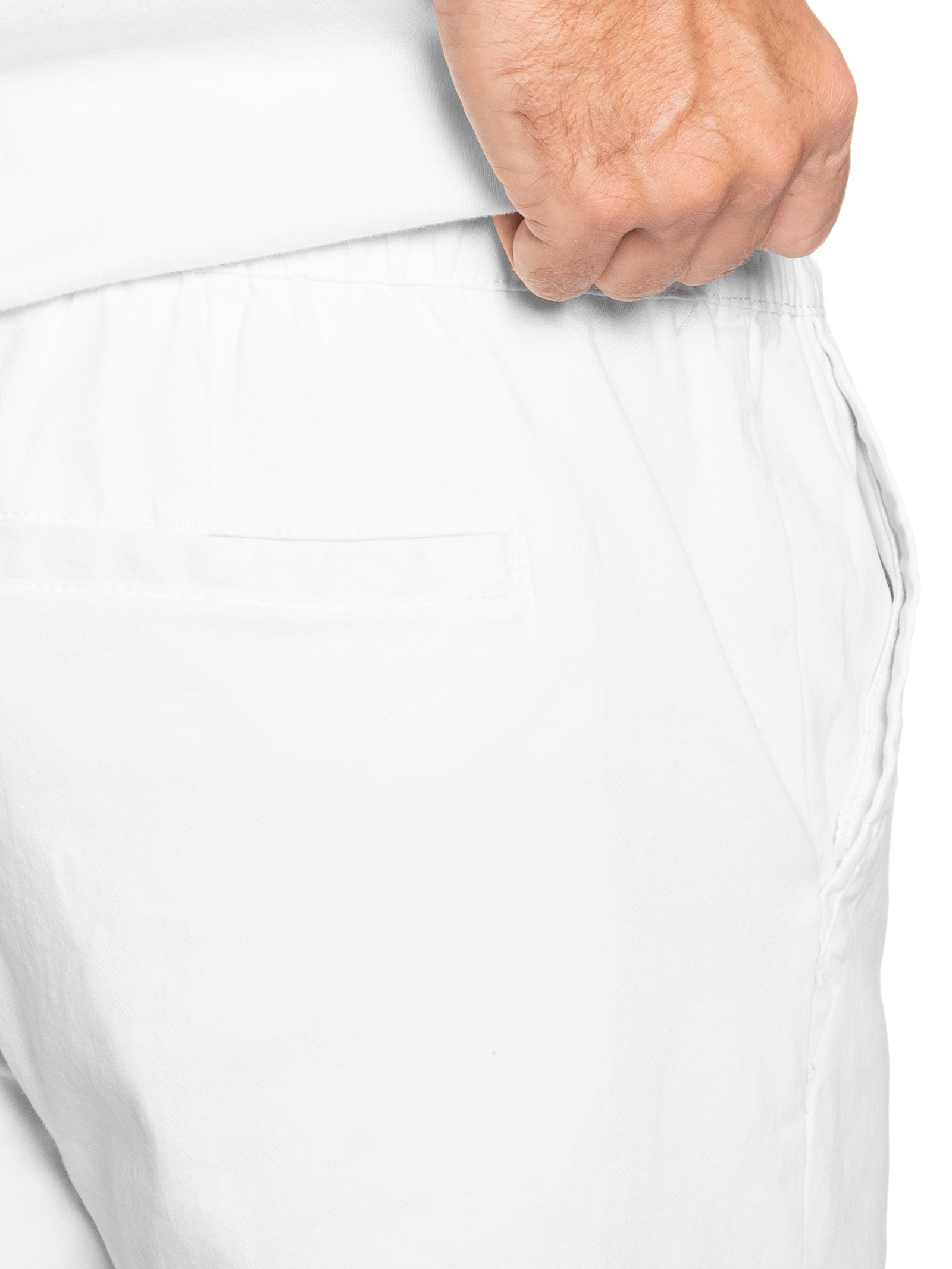 Bermuda Masculina Sarja Cós Elástico Branco Basiq Men