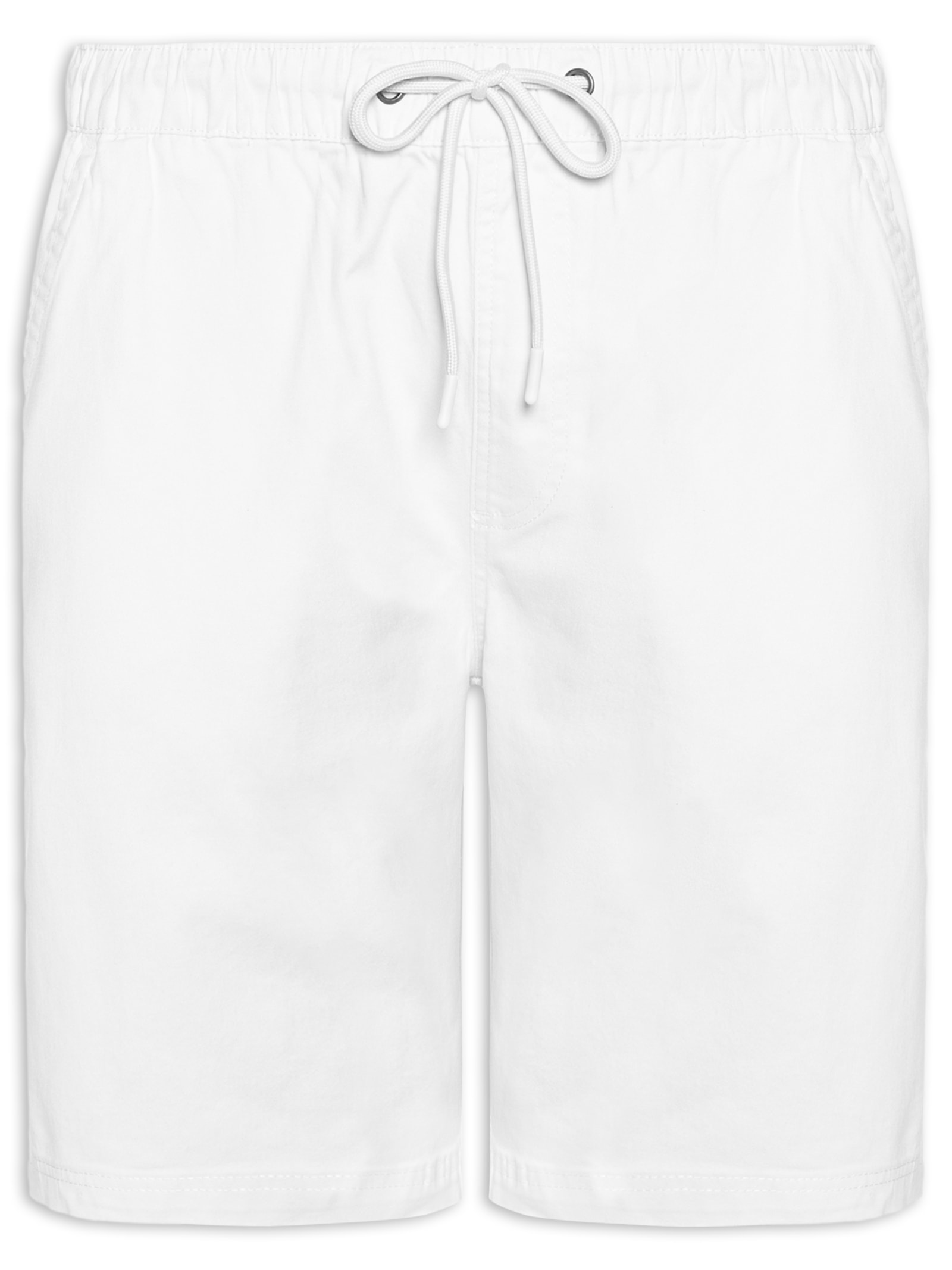Bermuda Masculina Sarja Cós Elástico Branco Basiq Men