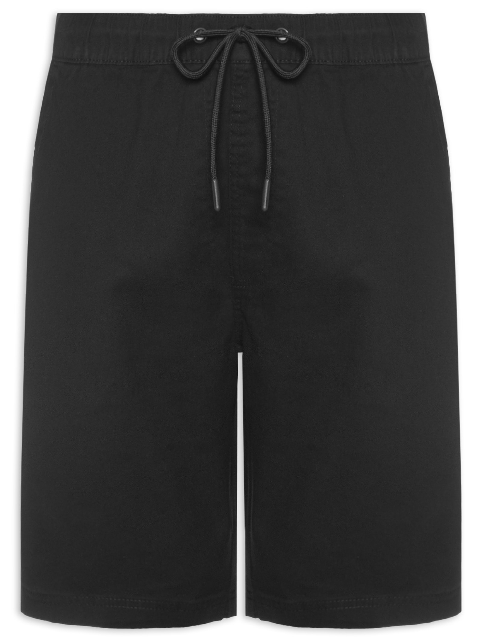 Bermuda Masculina Sarja Cós Elástico Preto Basiq Men