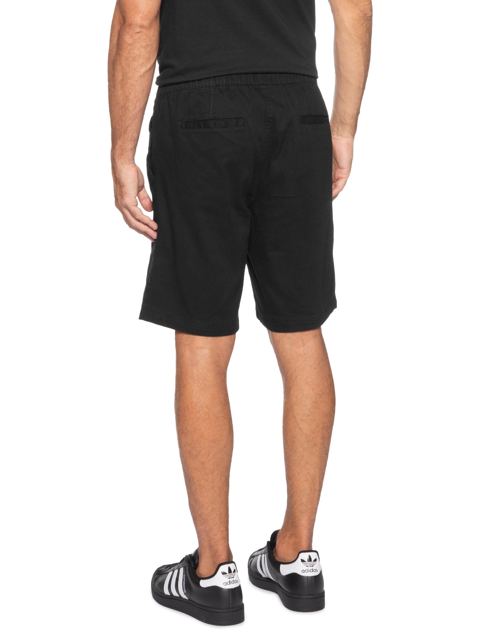 Bermuda Masculina Sarja Cós Elástico Preto Basiq Men