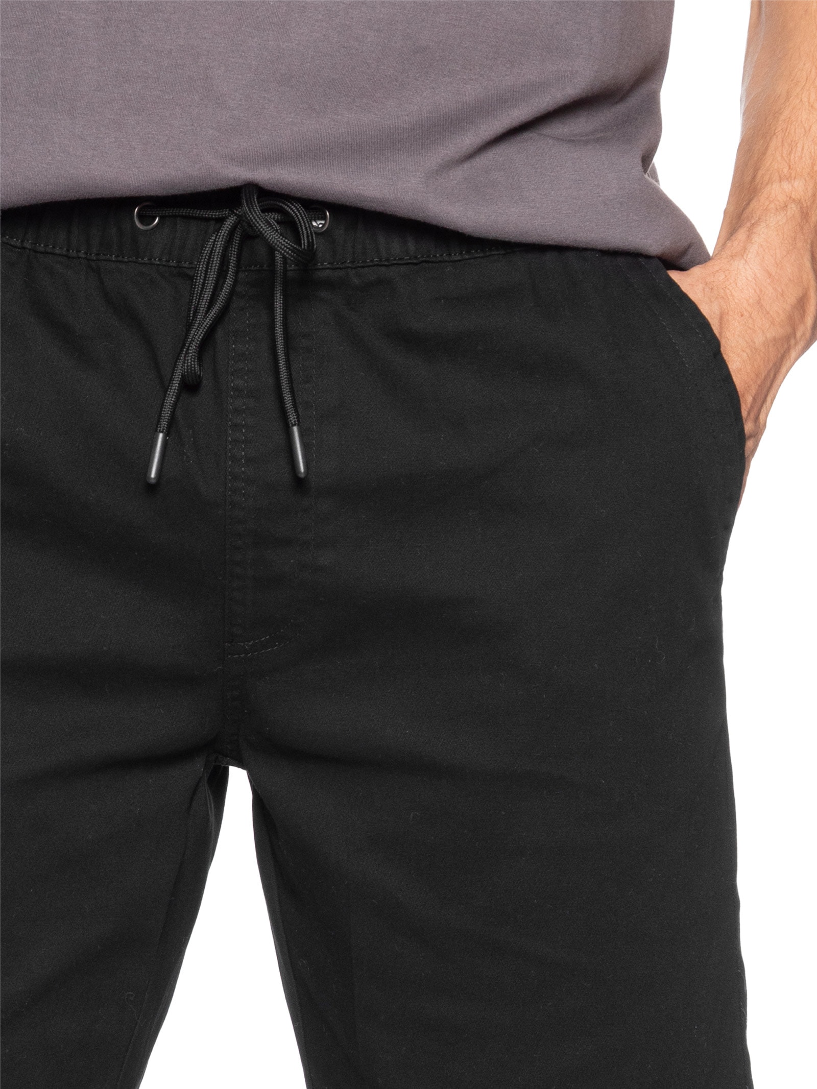 Bermuda Masculina Sarja Cós Elástico Preto Basiq Men