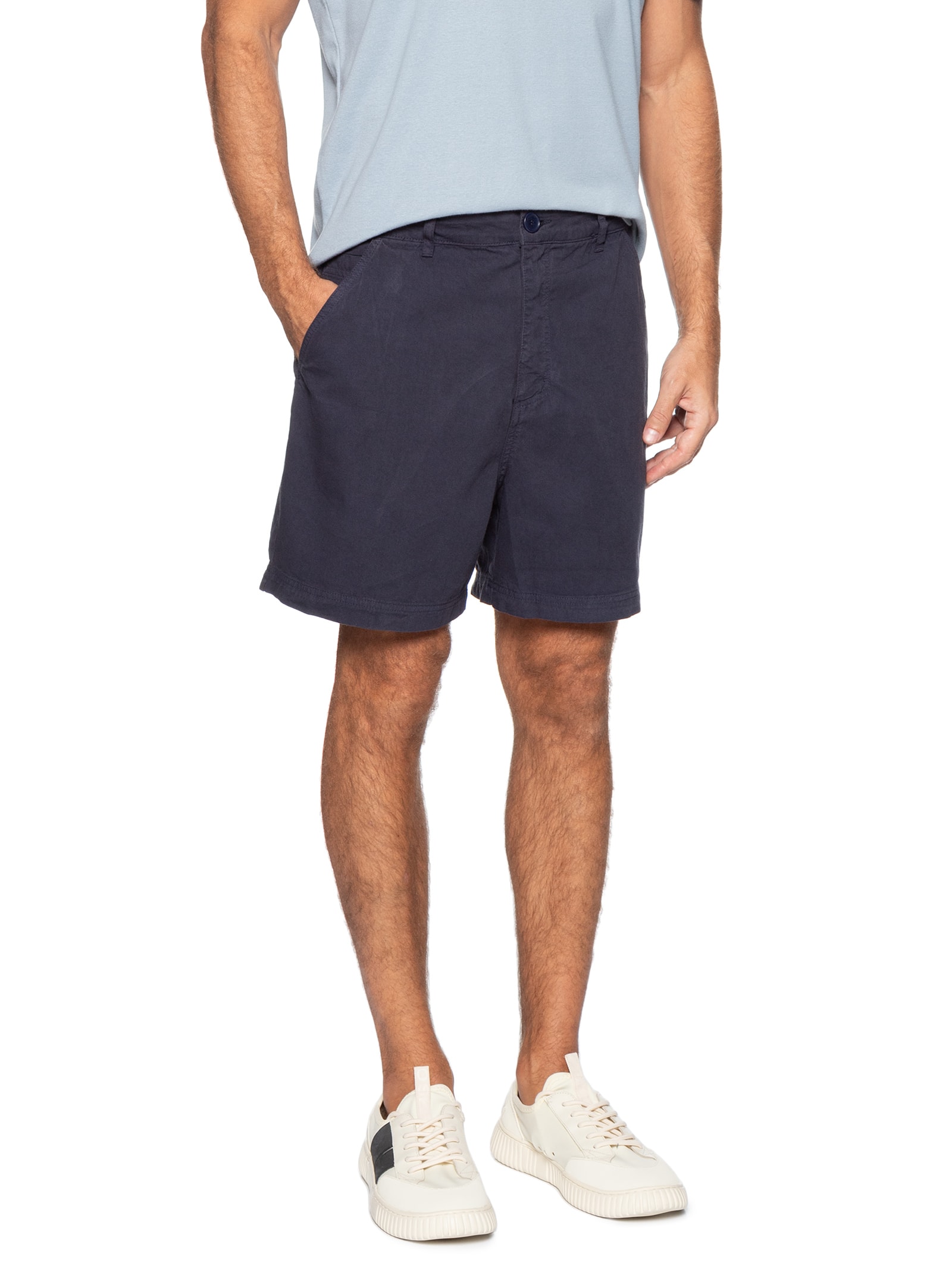 Bermuda Masculina Sarja Flow Cotton Linen Utility  – Azul Osklen