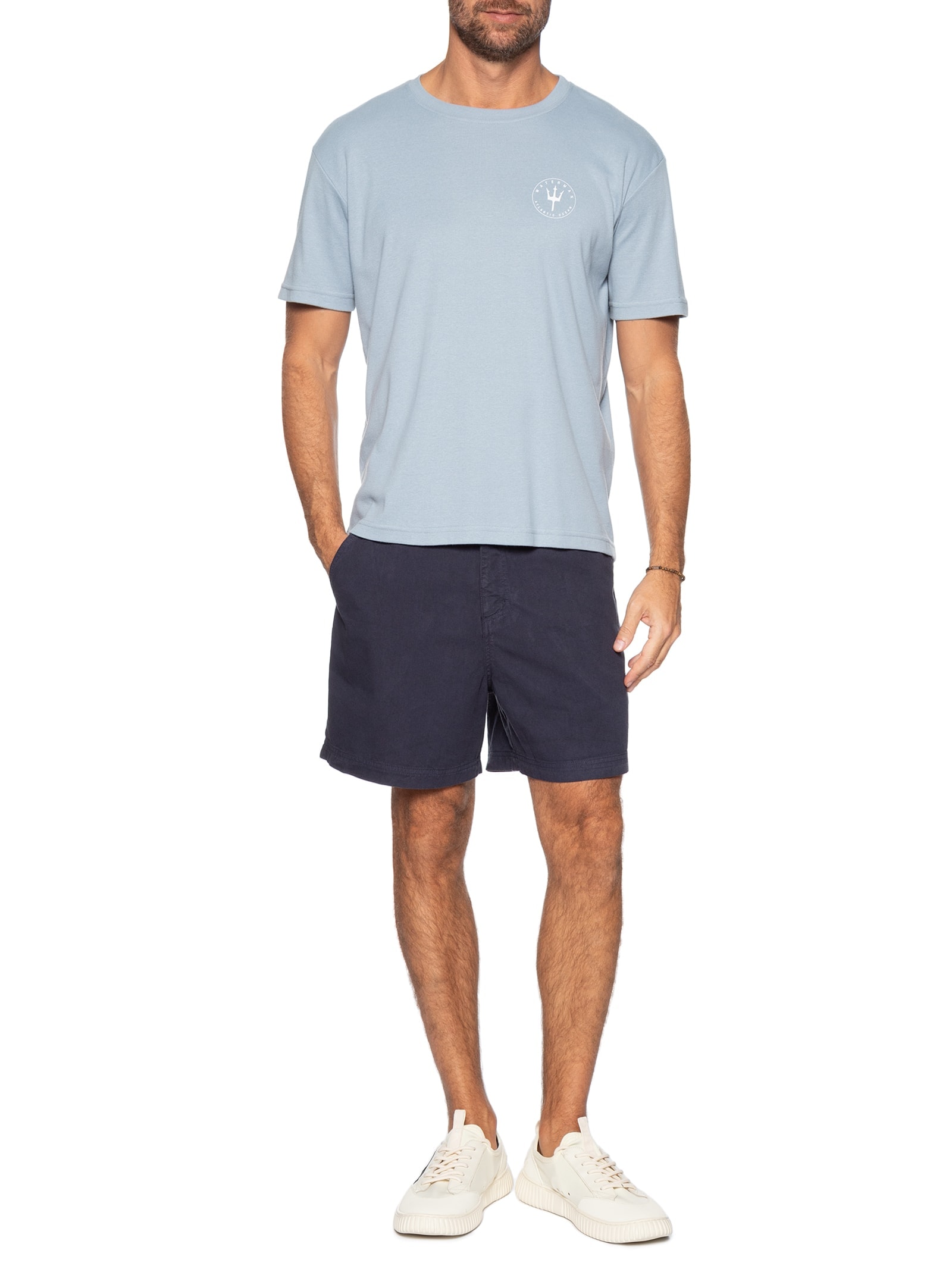 Bermuda Masculina Sarja Flow Cotton Linen Utility  – Azul Osklen