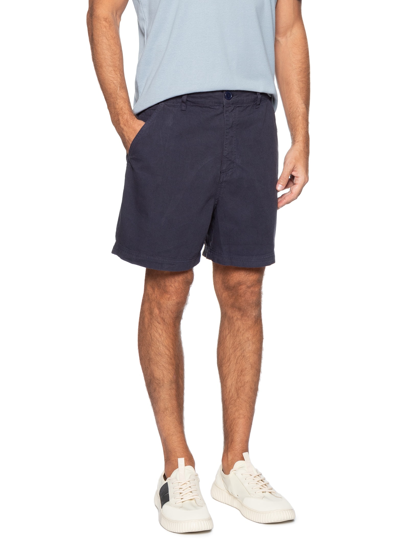 Bermuda Masculina Sarja Flow Cotton Linen Utility  – Azul Osklen