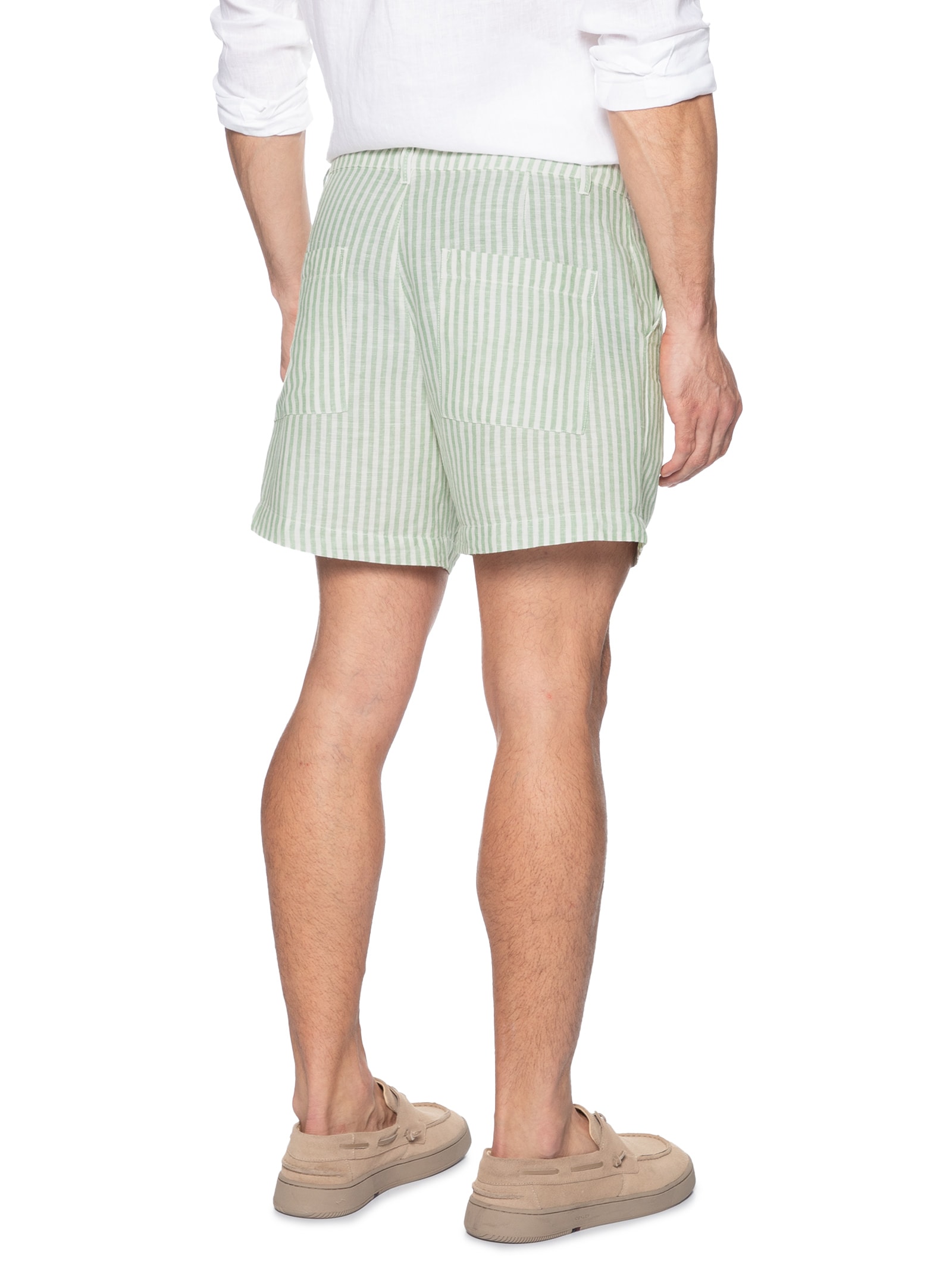 Bermuda Masculina Sarja Flow Stripes Linen Bege Osklen