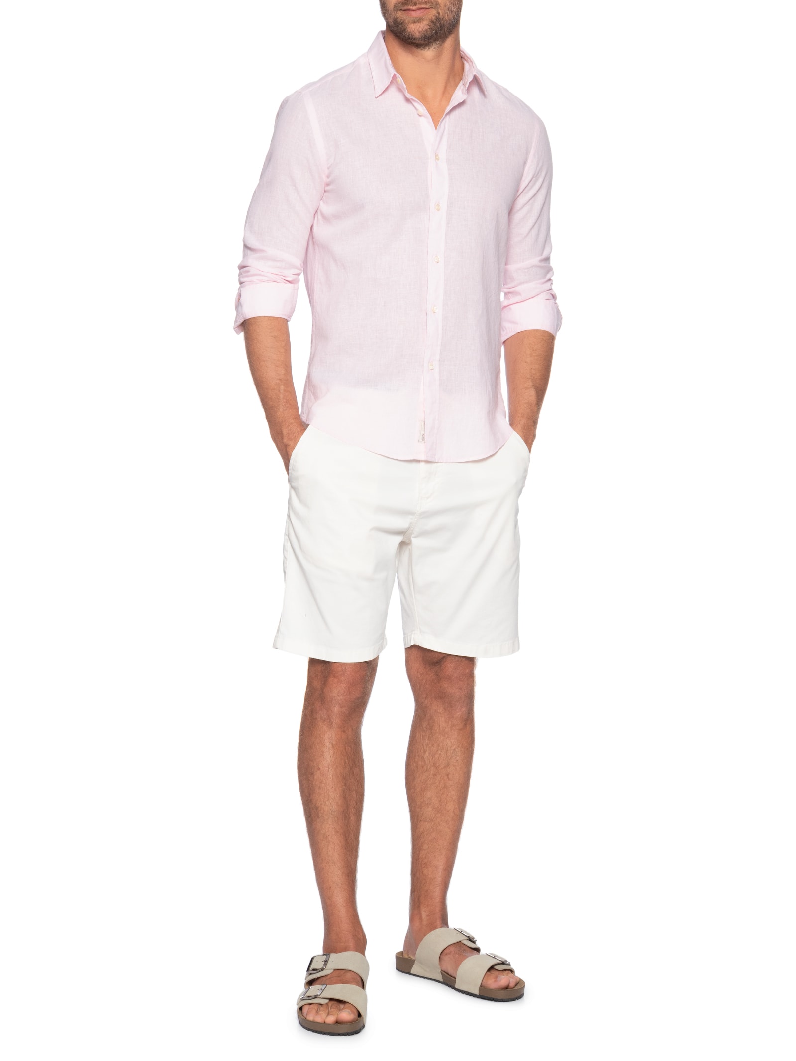 Bermuda Masculina Sarja Ipanema Off White Pineapple