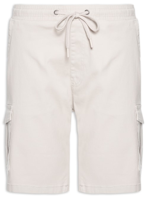 Bermuda Masculina Sarja Meio Elástico Cargo – Bege