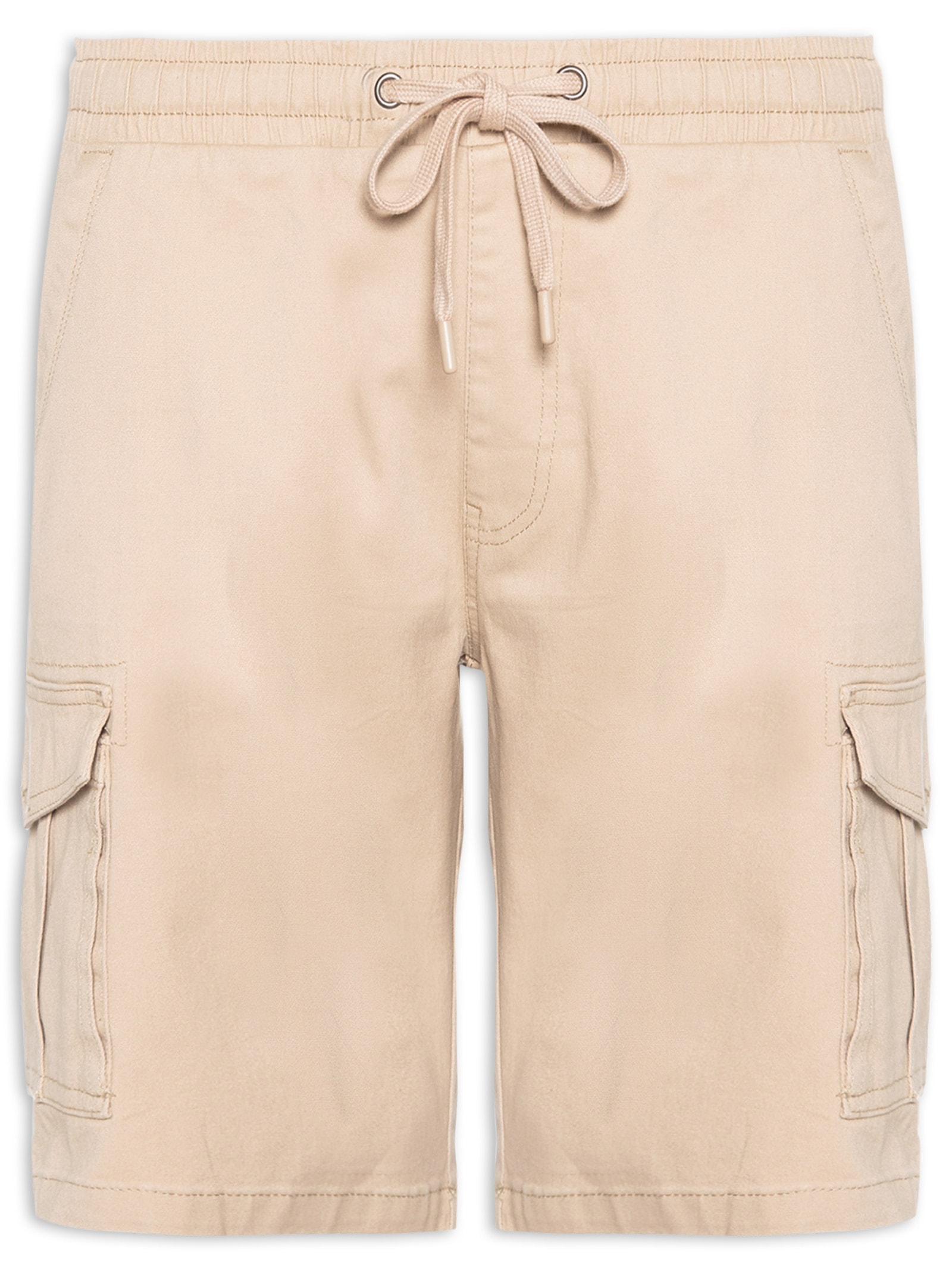 Bermuda Masculina Sarja Meio Elástico Cargo Bege Basiq Men