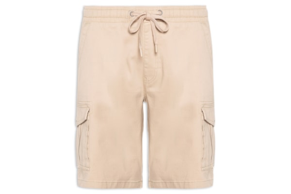 Bermuda Masculina Sarja Meio Elástico Cargo - Bege