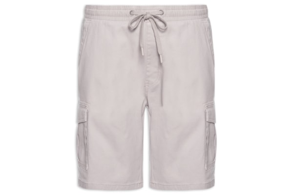 Bermuda Masculina Sarja Meio Elástico Cargo - Cinza