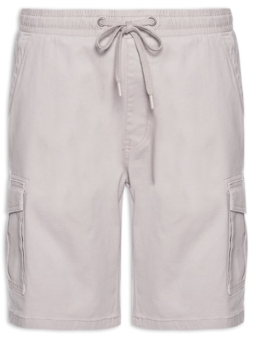 Bermuda Masculina Sarja Meio Elástico Cargo – Cinza