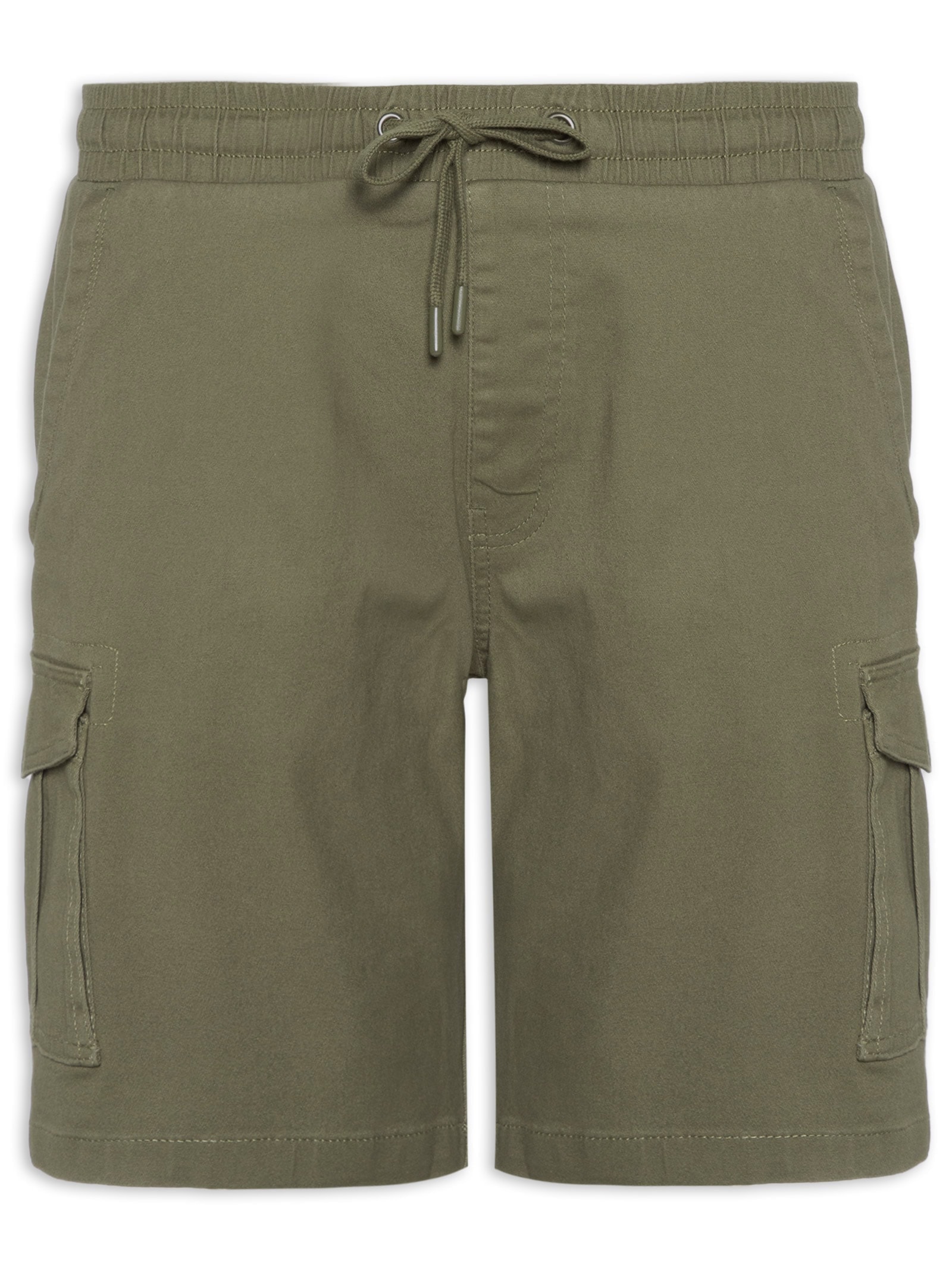 Bermuda Masculina Sarja Meio Elástico Cargo Verde Basiq Men