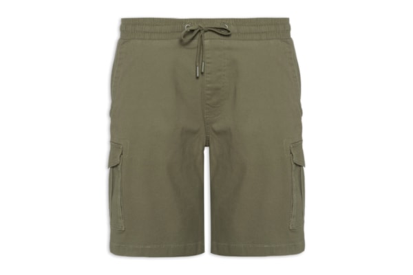 Bermuda Masculina Sarja Meio Elástico Cargo - Verde