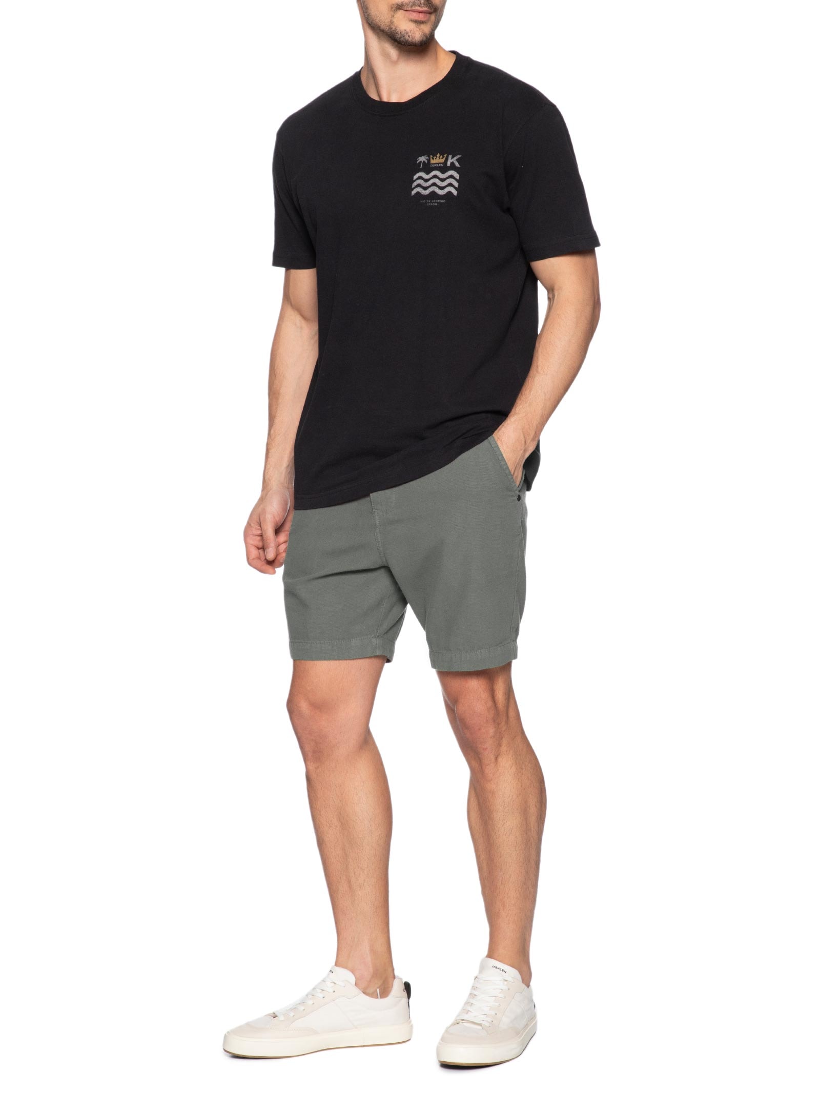 Bermuda Masculina Sarja New Cotton Basic Cinza Osklen