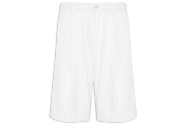 Bermuda Masculina Sarja Over Twill Cotton Texture - Off White